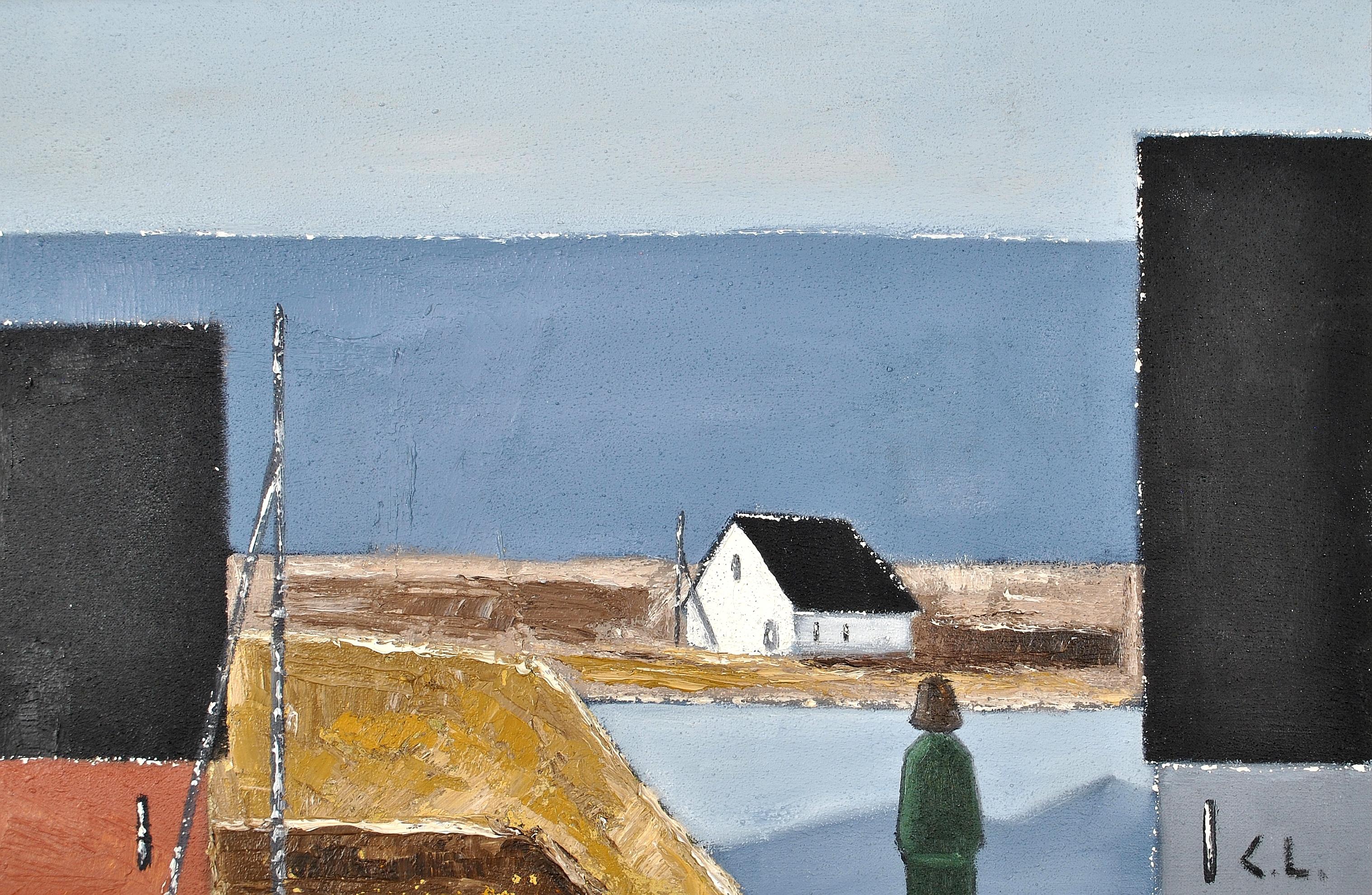 Paysage côtier - Grande peinture scandinave moderniste suédoise du milieu du siècle dernier - Moderne Painting par Mid 20th Century Swedish School