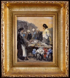 Blumenmarkt - Schwedisches modernes figuratives Ölgemälde aus der Mitte des 20.