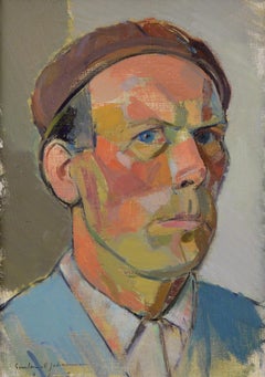 Self Portrait - Mid 20th Century Swedish Modernist Cubist Artist Oil Painting