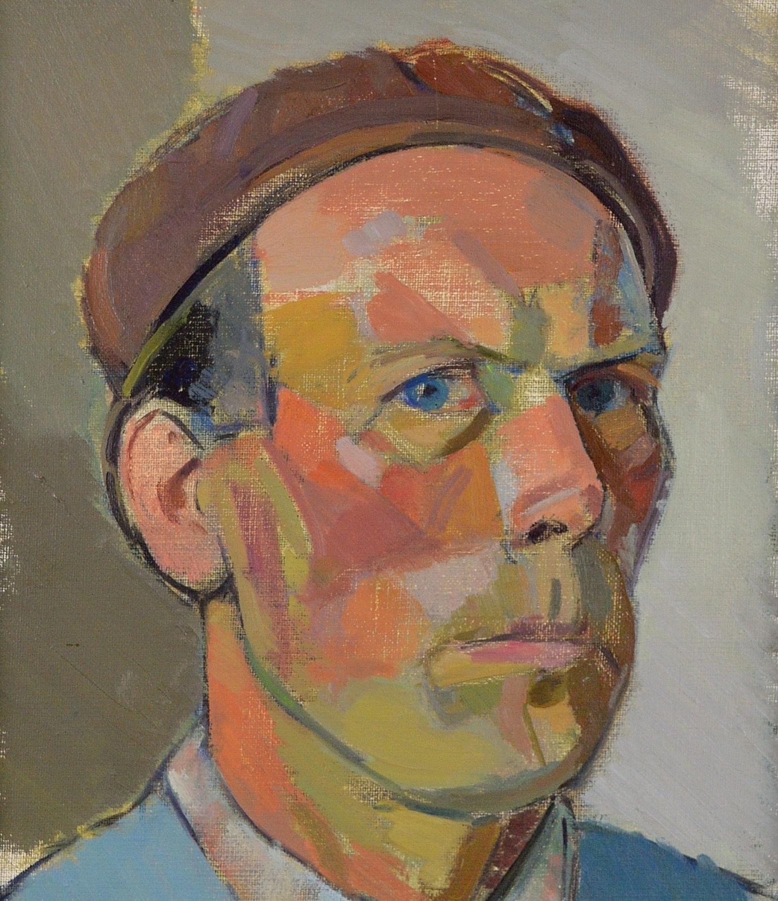 Self-Portrait - Mitte des 20. Jahrhunderts Schwedischer Modernist Kubistischer Künstler Ölgemälde (Kubismus), Painting, von Mid 20th Century Swedish School