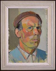 Self Portrait - Mid 20th Century Swedish Modernist Cubist Artist Oil Painting