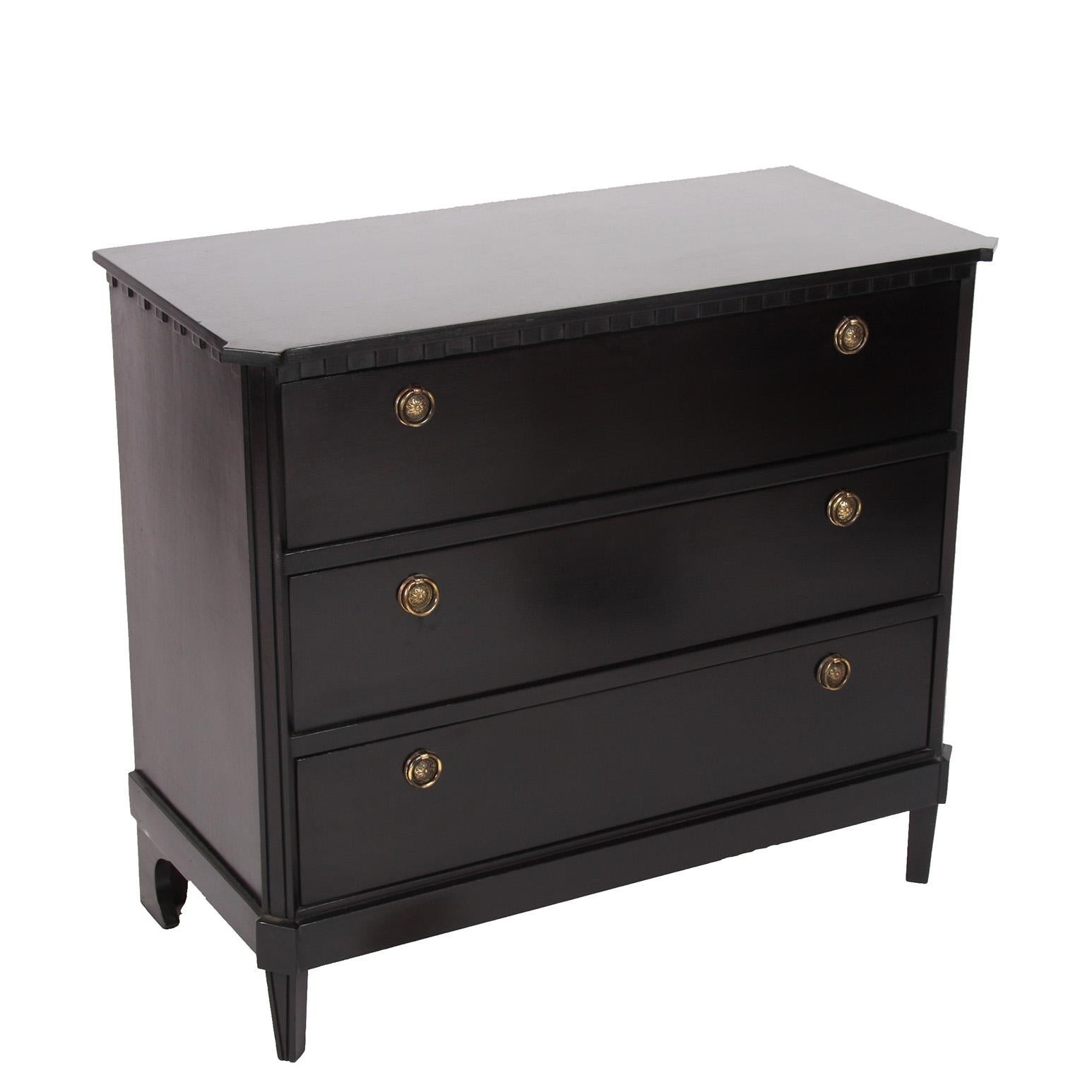Mid-20th Century Swedish Small Ebonised Chest of Drawers In Good Condition In London, GB