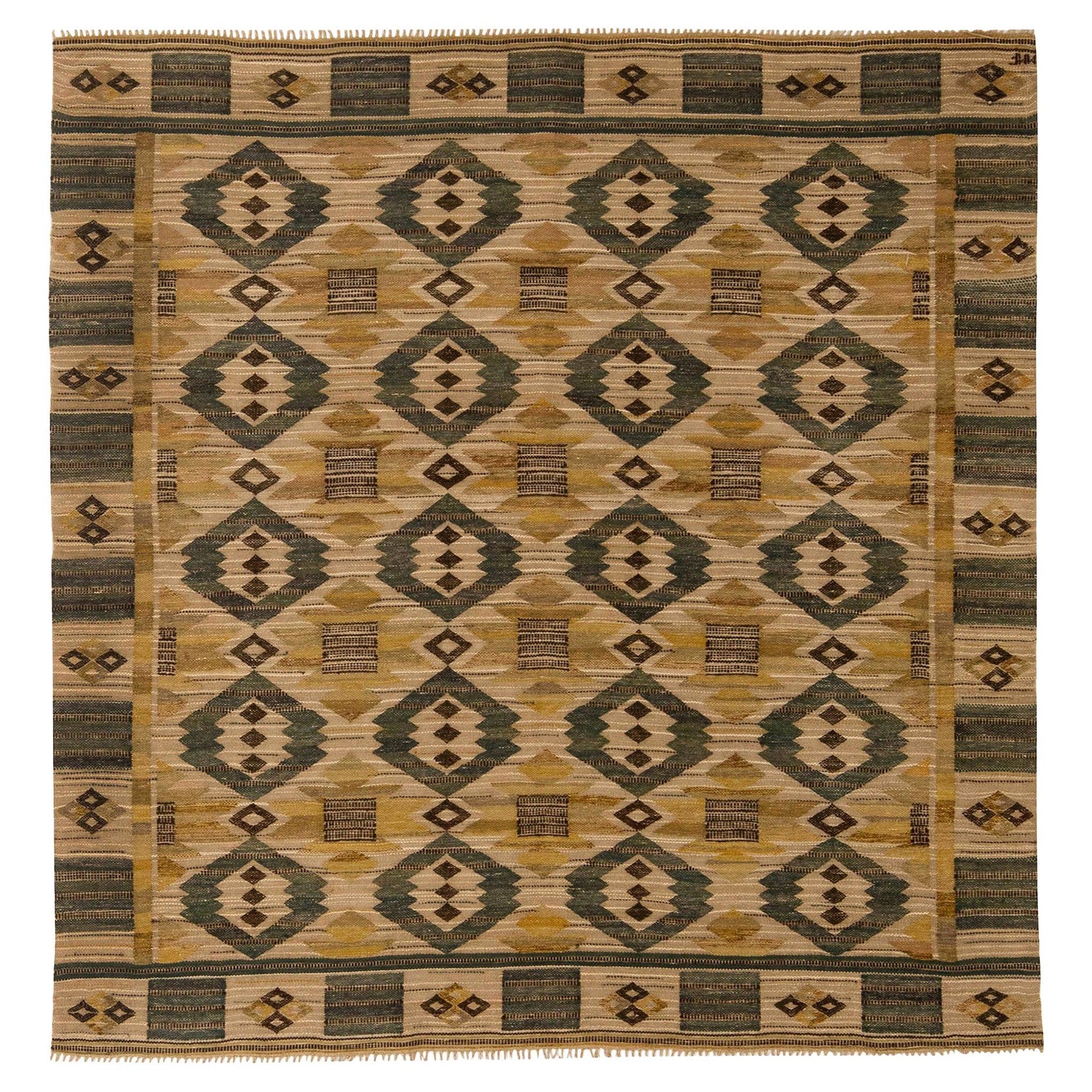 Vintage Swedish Rya Rug by Märta Måås-fjetterström at 1stDibs
