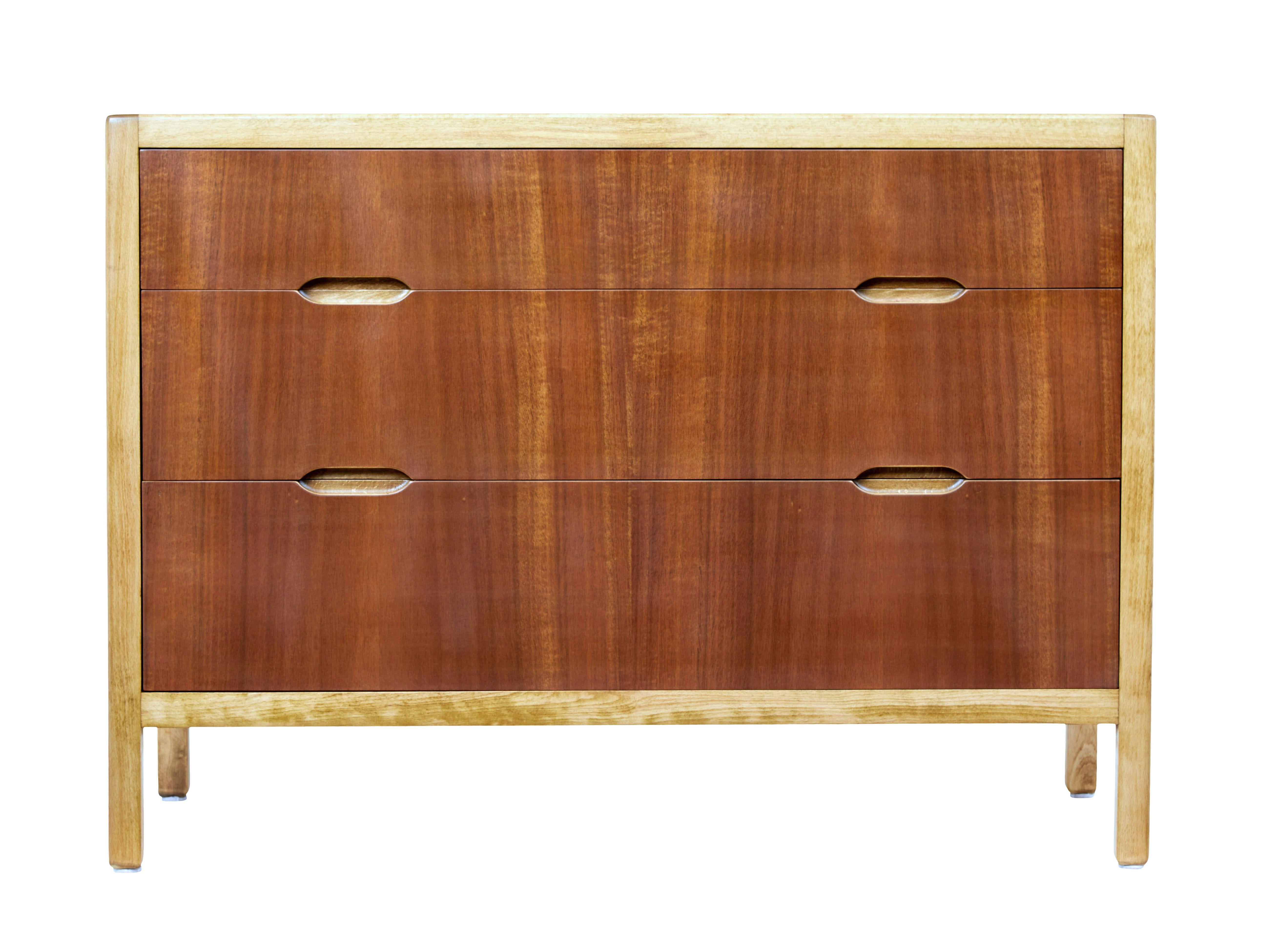Mid-Century Modern Mid 20th century Swedish teak and birch chest of drawers
