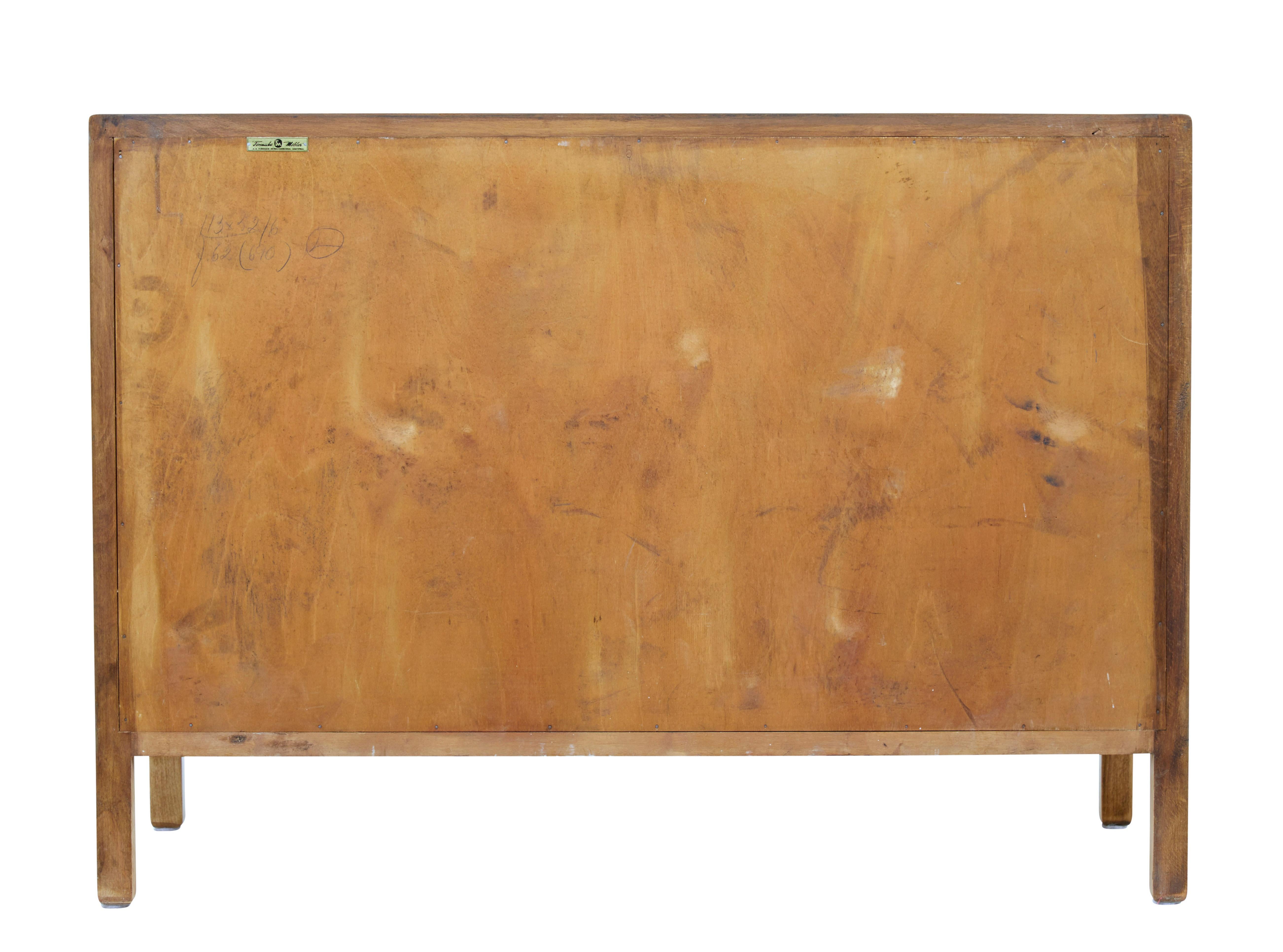 Mid 20th century Swedish teak and birch chest of drawers In Good Condition In Debenham, Suffolk