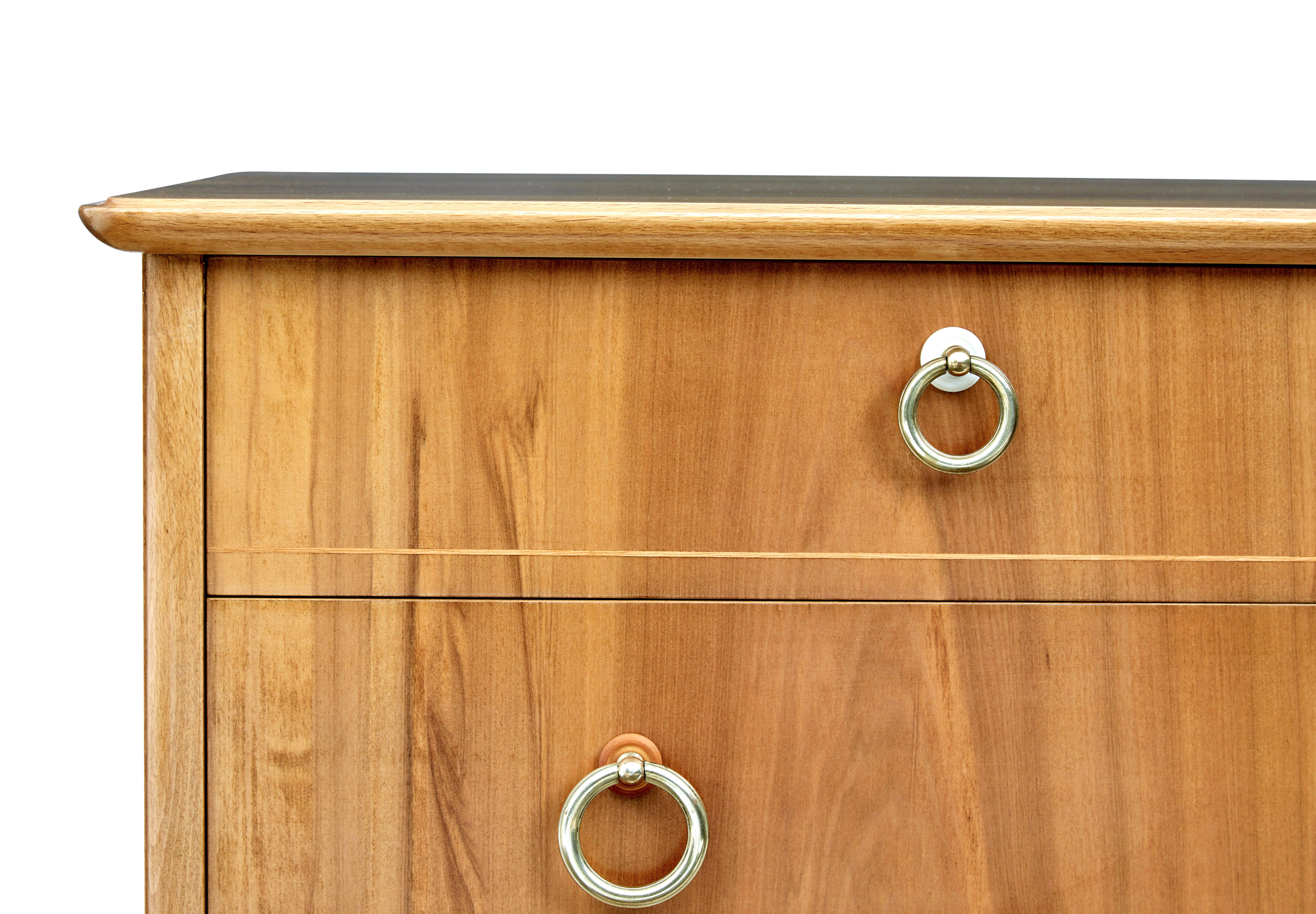 20th Century Mid 20th century Swedish walnut chest of drawers by bodafors For Sale