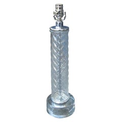 Mid-20th Century Swirled Column Glass Lamp on Glass Base