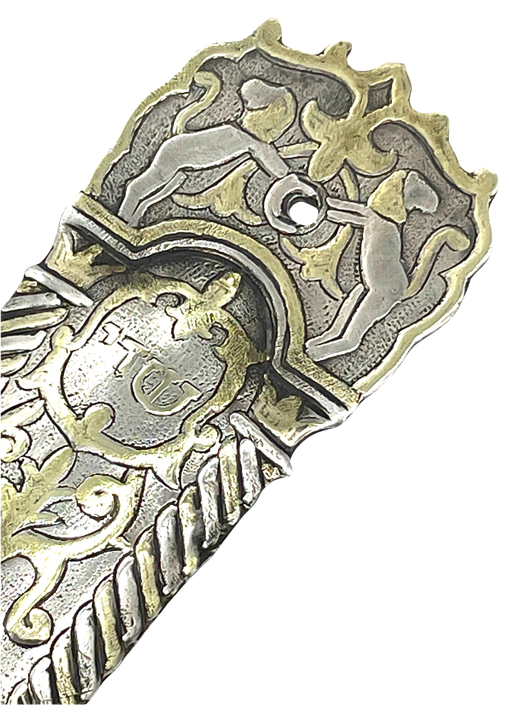 Hand-Crafted Mid-20th Century Syrian Silver and Gold Mezuzah Case For Sale