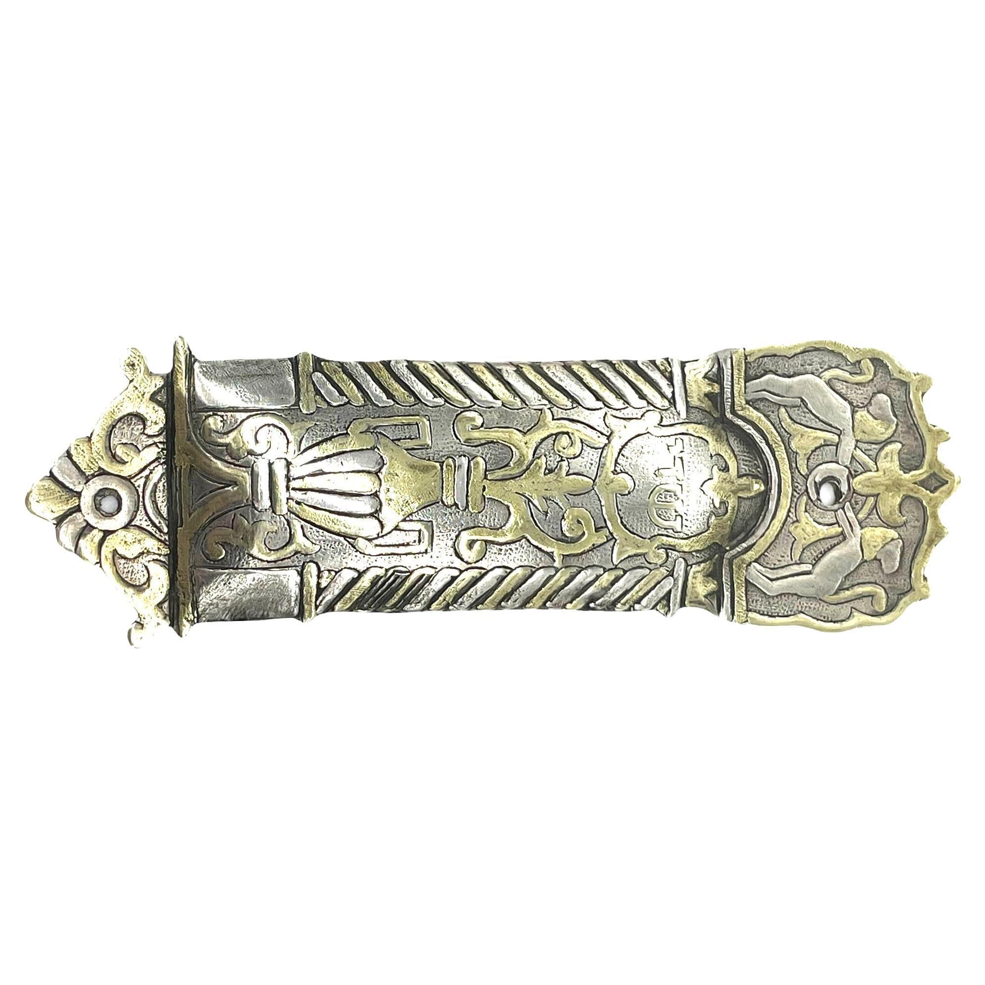 Mid-20th Century Syrian Silver and Gold Mezuzah Case For Sale