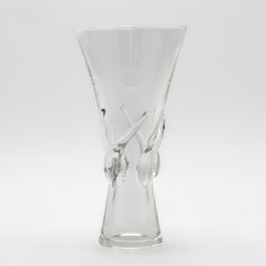 Mid 20th Century Tableware Steuben Blown Glass Vase with Spiral Ribs