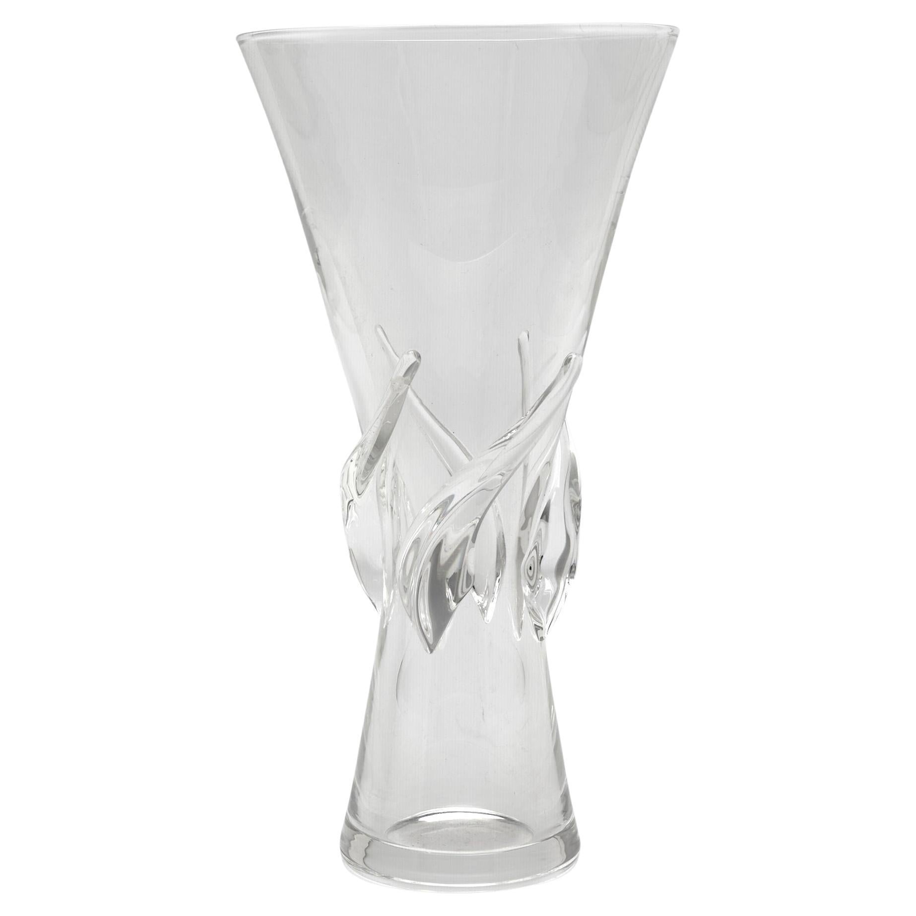 Mid 20th Century Tableware Steuben Blown Glass Vase with Spiral Ribs For Sale