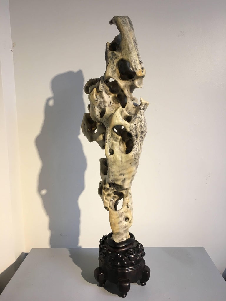 Mid20th Century Tall Chinese Taihu Scholar Rock or Stone, Gongshi at