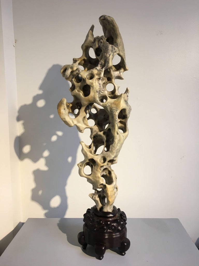 Mid20th Century Tall Chinese Taihu Scholar Rock or Stone, Gongshi at