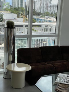 Mid 20th Century Tall Chrome Wrap Cylinder Planter