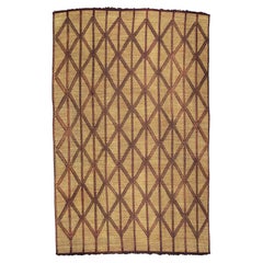Tapis touareg marocain géométrique havane du milieu du 20e siècle