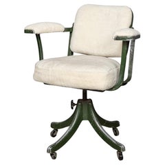 Mid 20th Century TanSad Shearling & Metal Office Chair c.1930