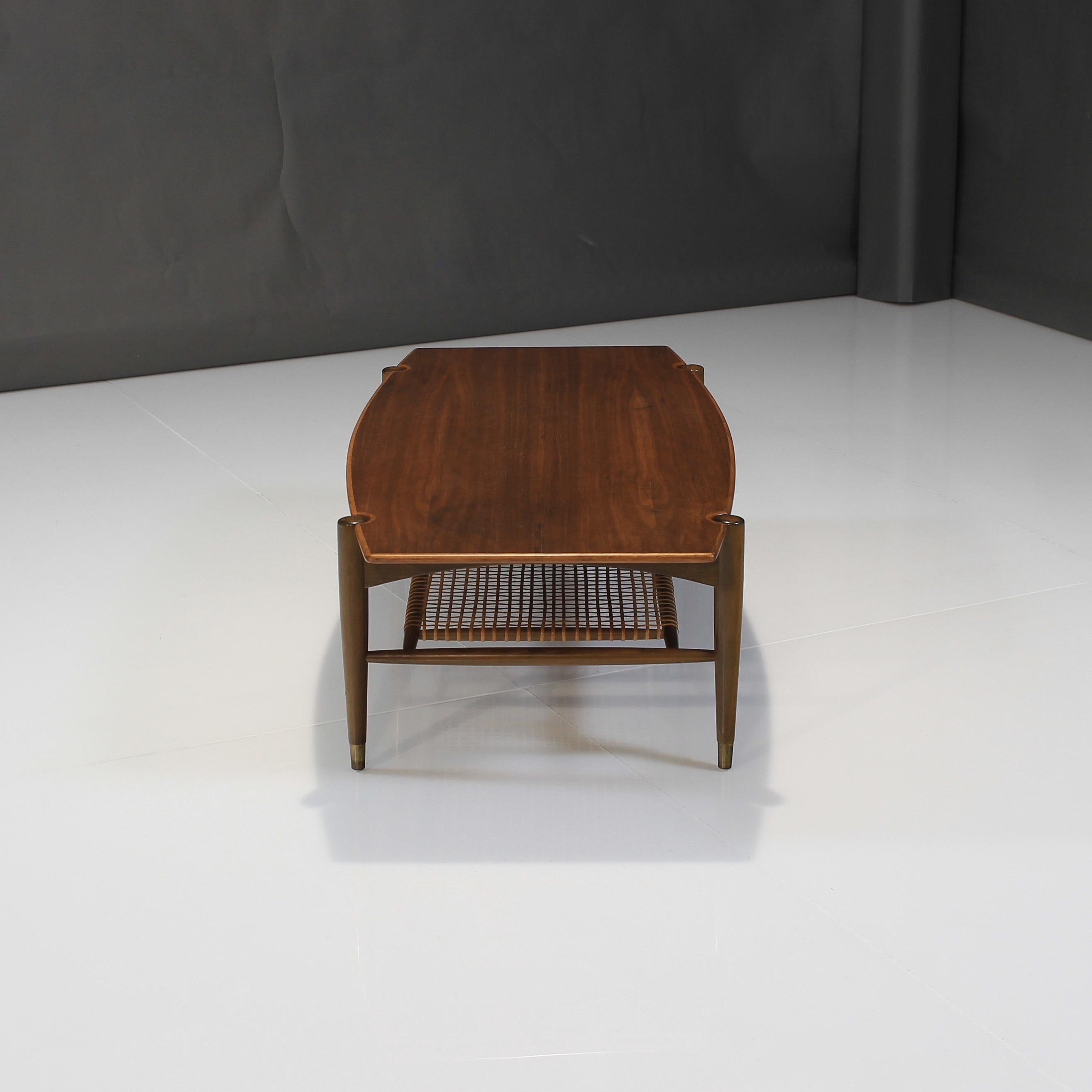 Oiled Mid-20th Century Teak and Cane Coffee Table by Folke Ohlsson