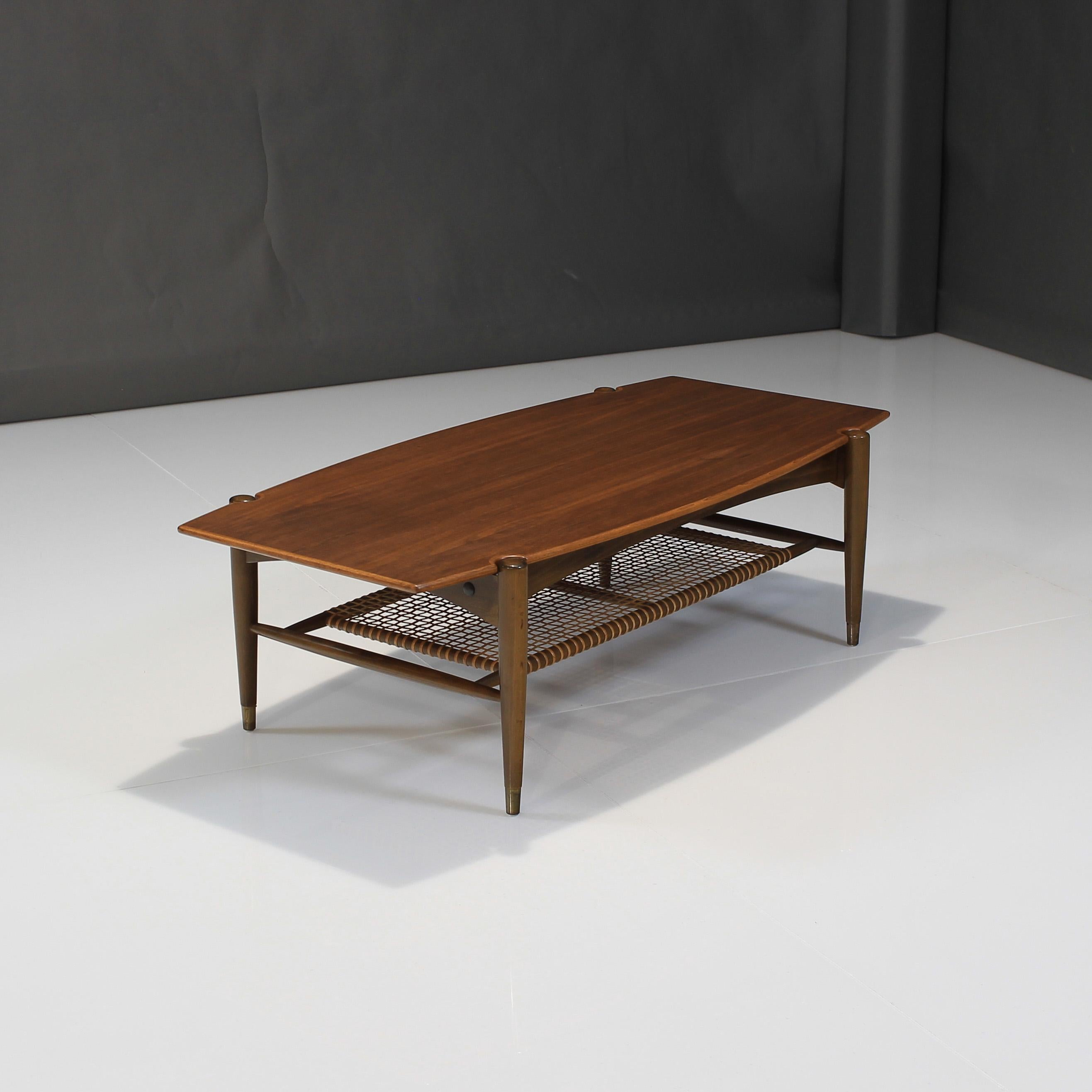 Mid-20th Century Teak and Cane Coffee Table by Folke Ohlsson In Good Condition In Ava, MO