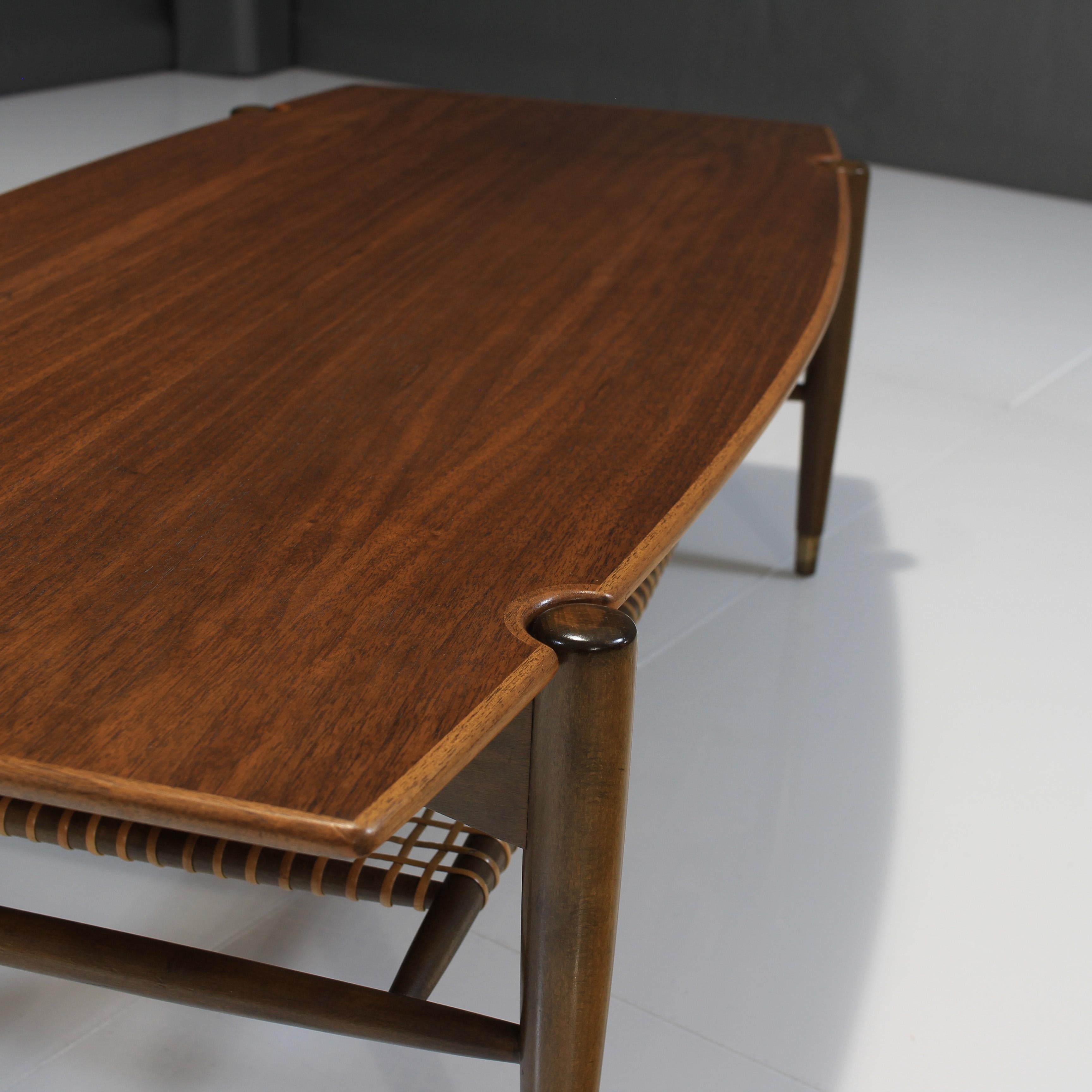 Mid-20th Century Teak and Cane Coffee Table by Folke Ohlsson 1