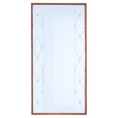 Gerahmter Teakholzspiegel von Glas 
Tra aus der Mitte des 20. Jahrhunderts