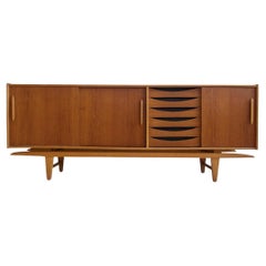 Mid-20th Century Teak Sideboard with Sliding Doors and Drawers