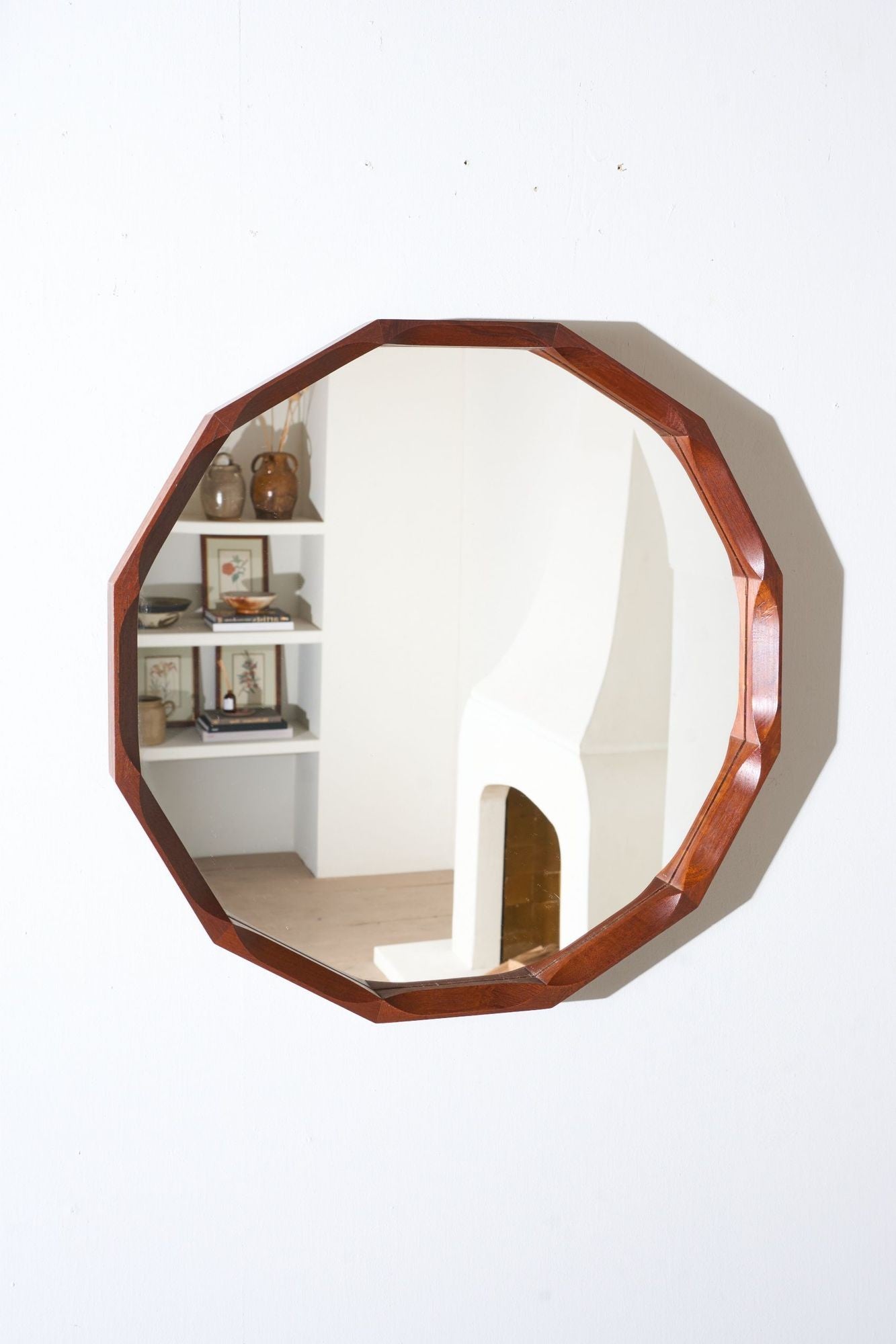 Mid 20th century teak wall mirror by Dino Cavalli (3 available) For Sale