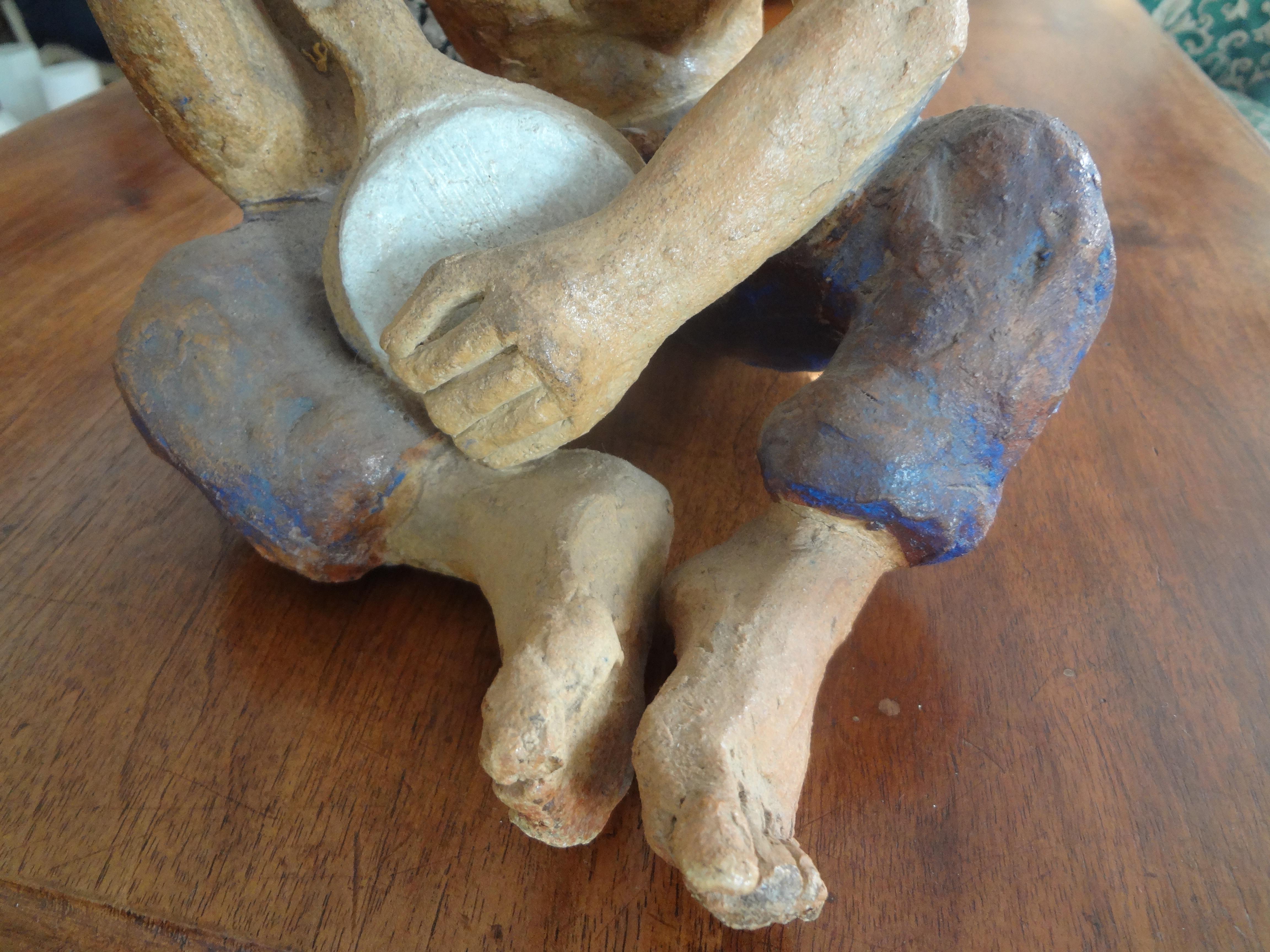 Mid-20th Century Terracotta Figural Sculpture In Good Condition For Sale In Houston, TX