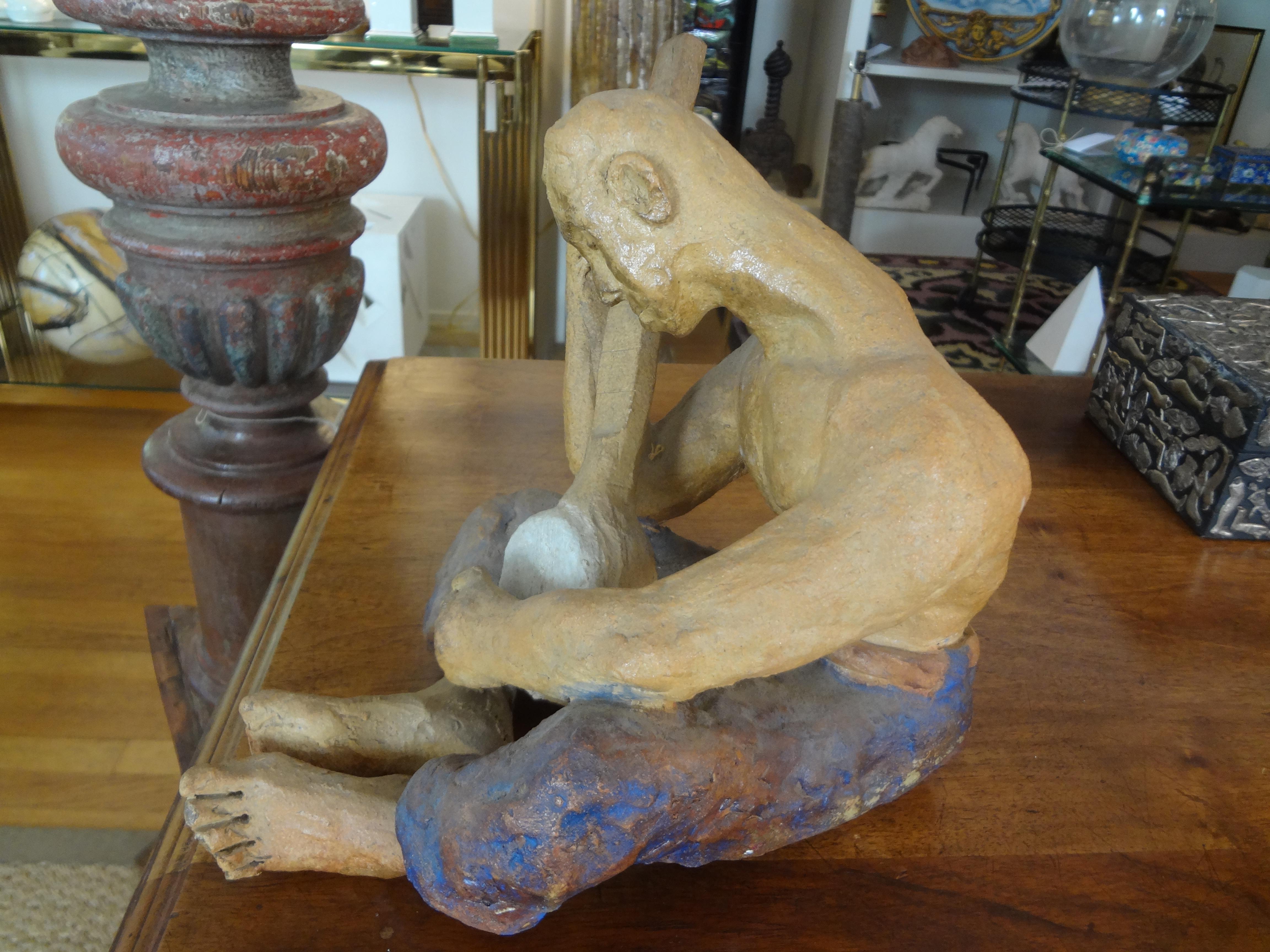 Clay Mid-20th Century Terracotta Figural Sculpture For Sale