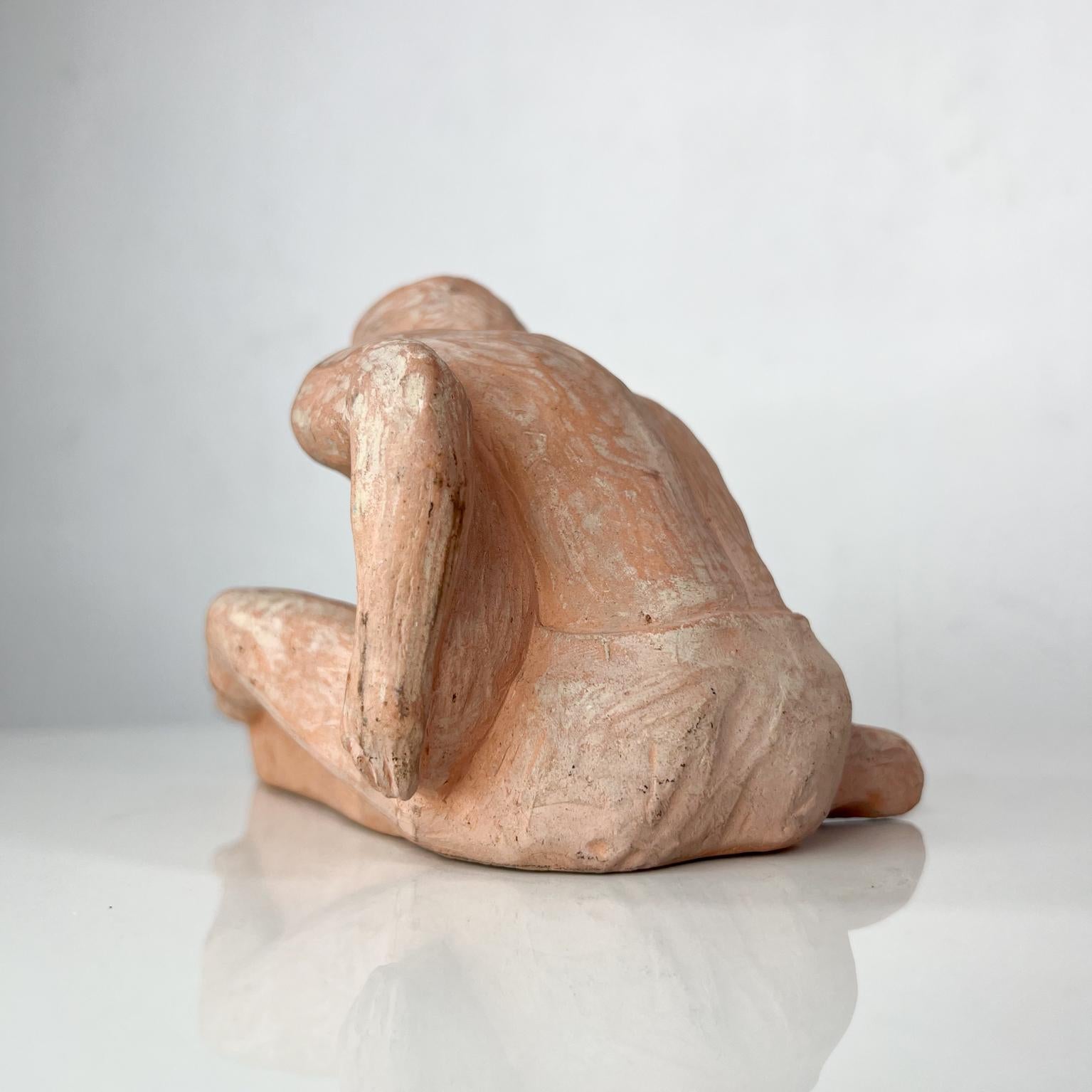 Mid-20th Century Terracotta Art Sculpture Naked Man Athlete L Cook 1
