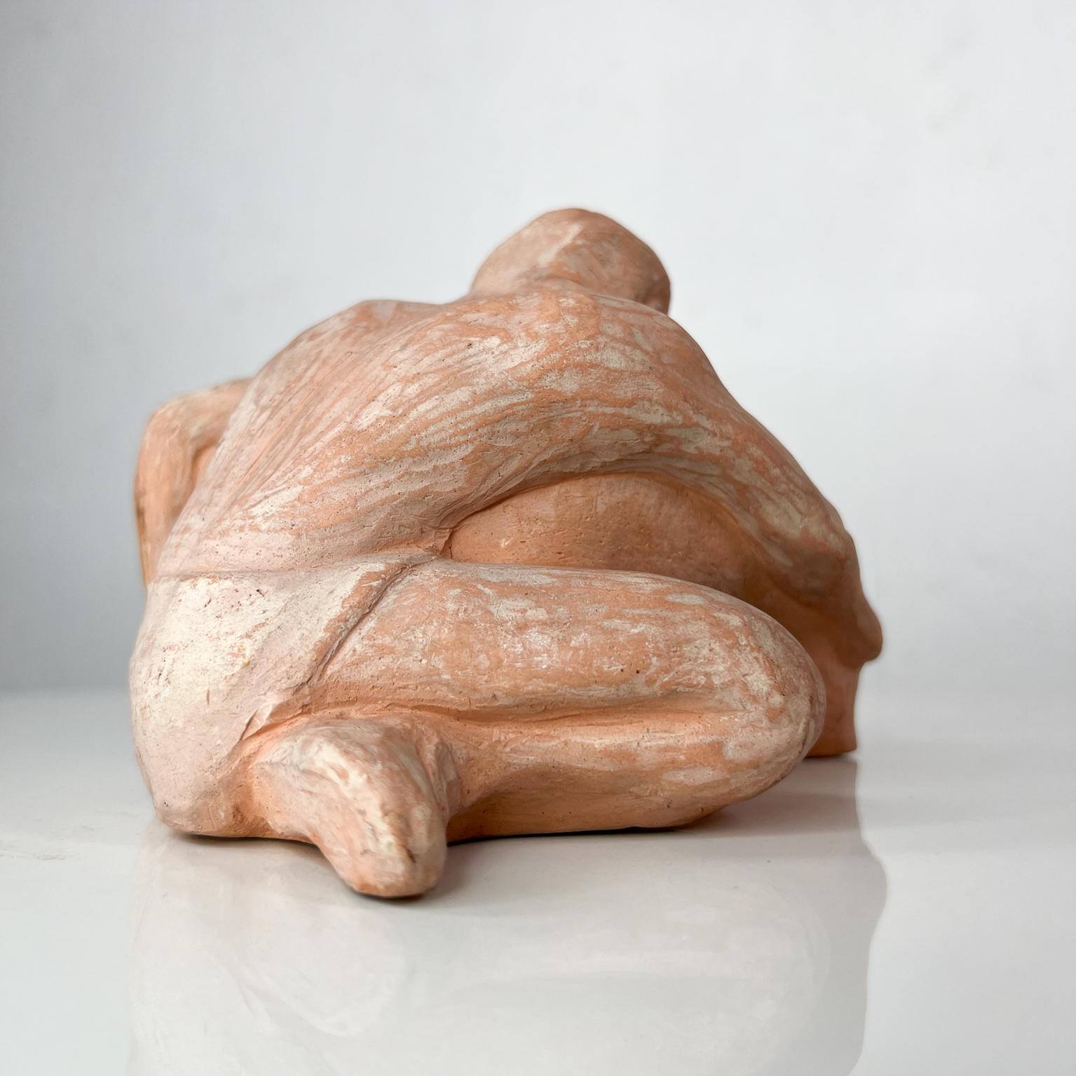 Mid-20th Century Terracotta Art Sculpture Naked Man Athlete L Cook 3