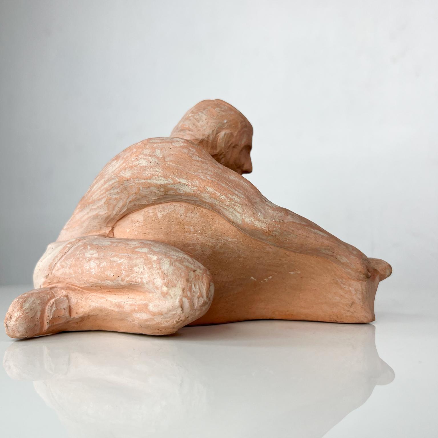 Mid-20th Century Terracotta Art Sculpture Naked Man Athlete L Cook 4