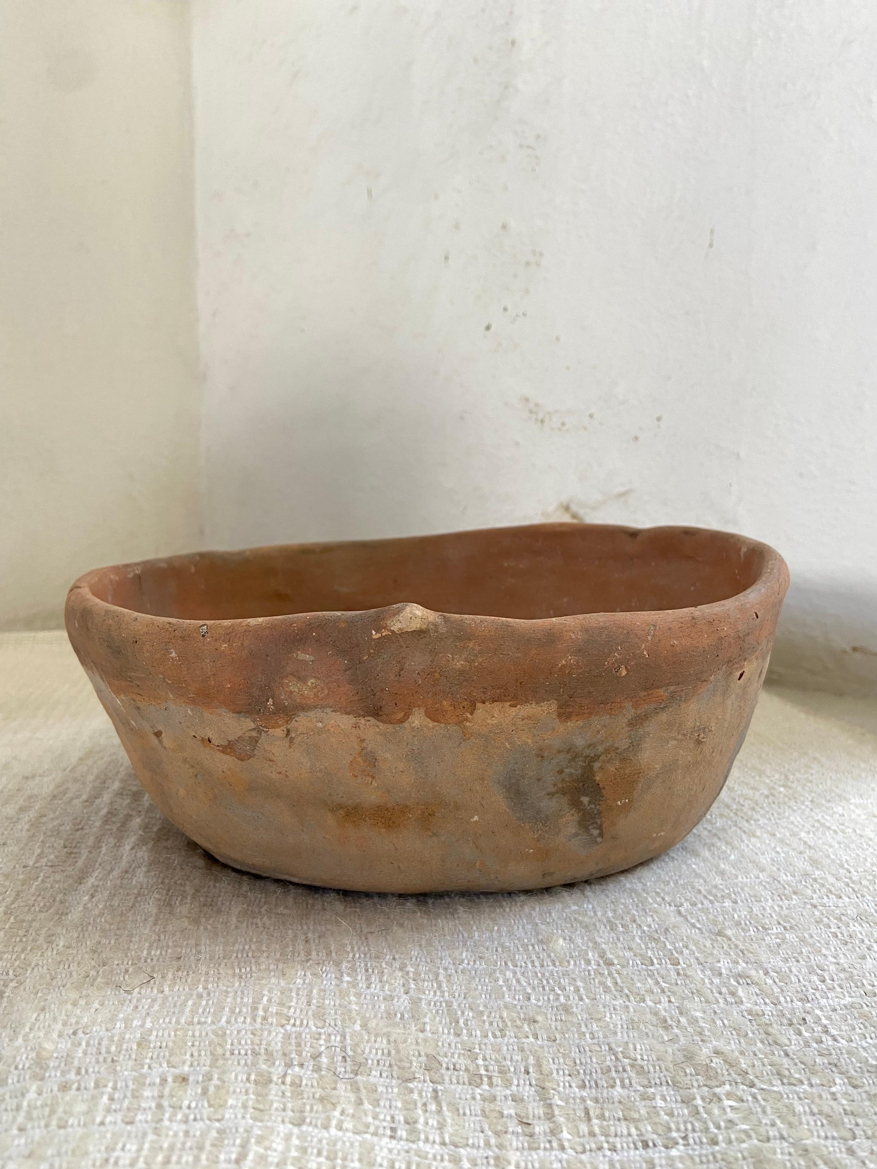 Primitive Mid-20th Century Terracotta Bowl from Mexico For Sale