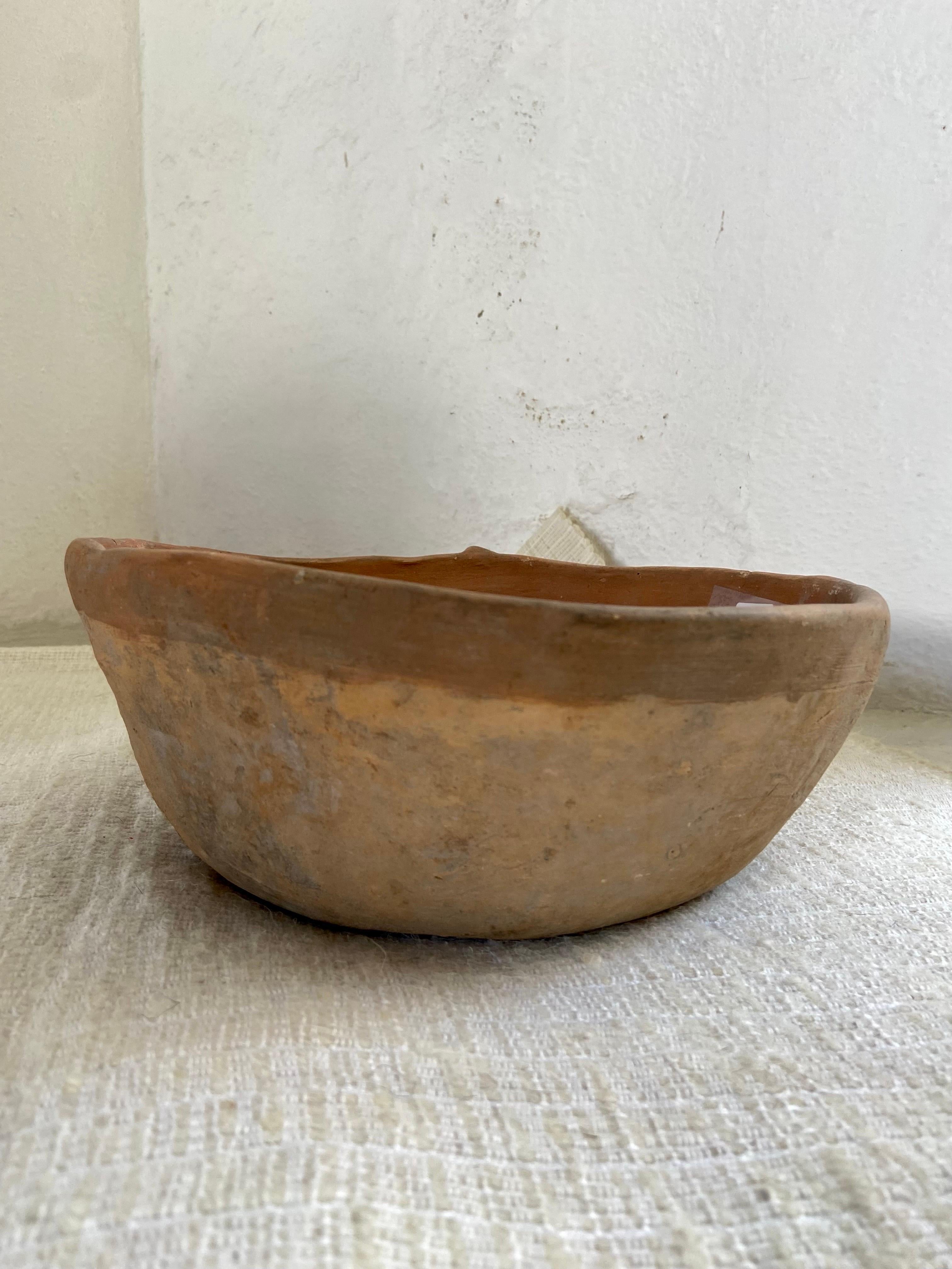 Fired Mid-20th Century Terracotta Bowl from Mexico For Sale