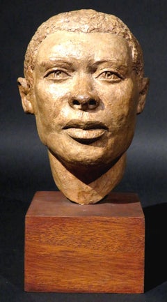 Raffinato busto in terracotta della metà del XX secolo di un uomo barbadiano, opera di Harold S. Pfeiffer
