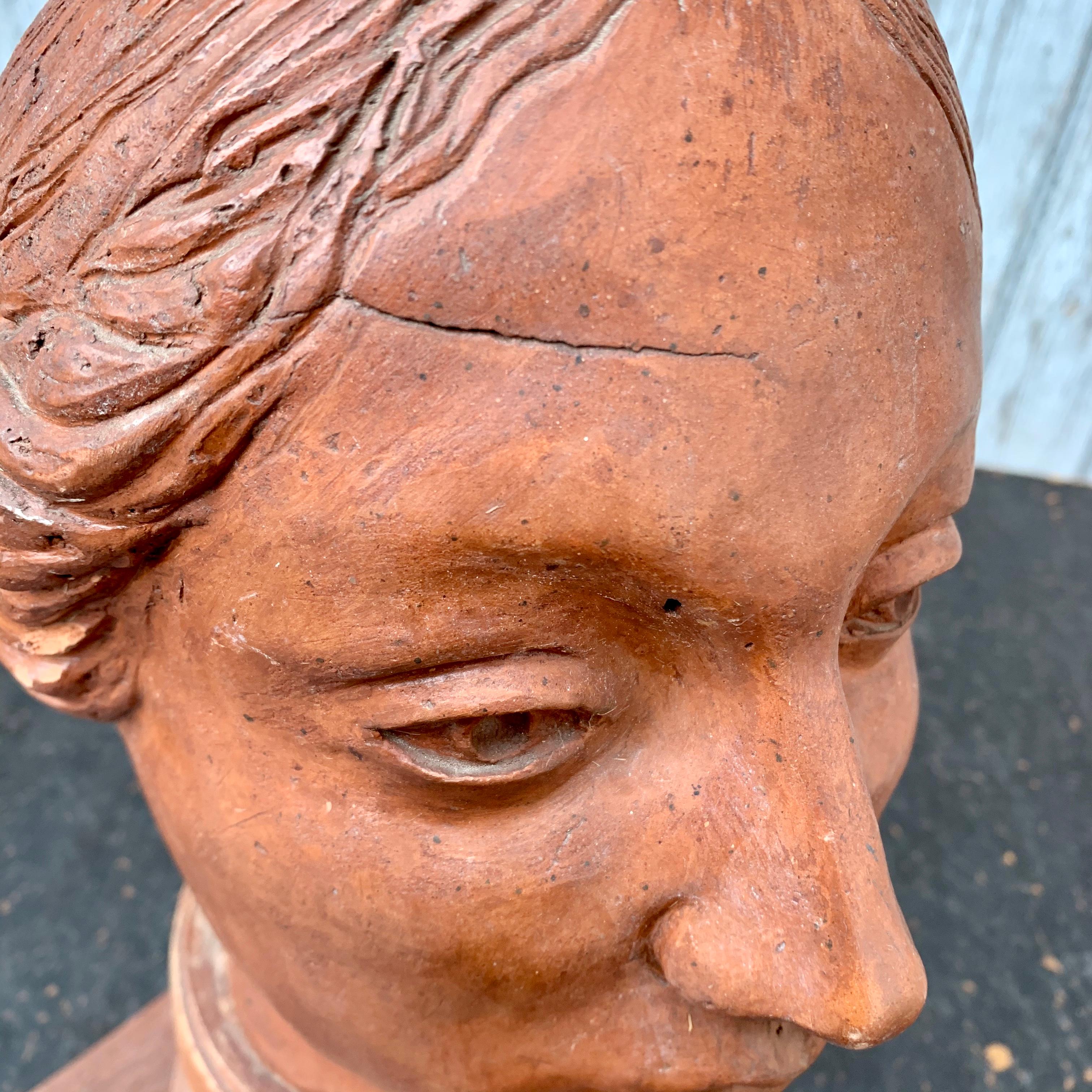 Mid-20th Century Terracotta Sculpture of a Lady For Sale 9