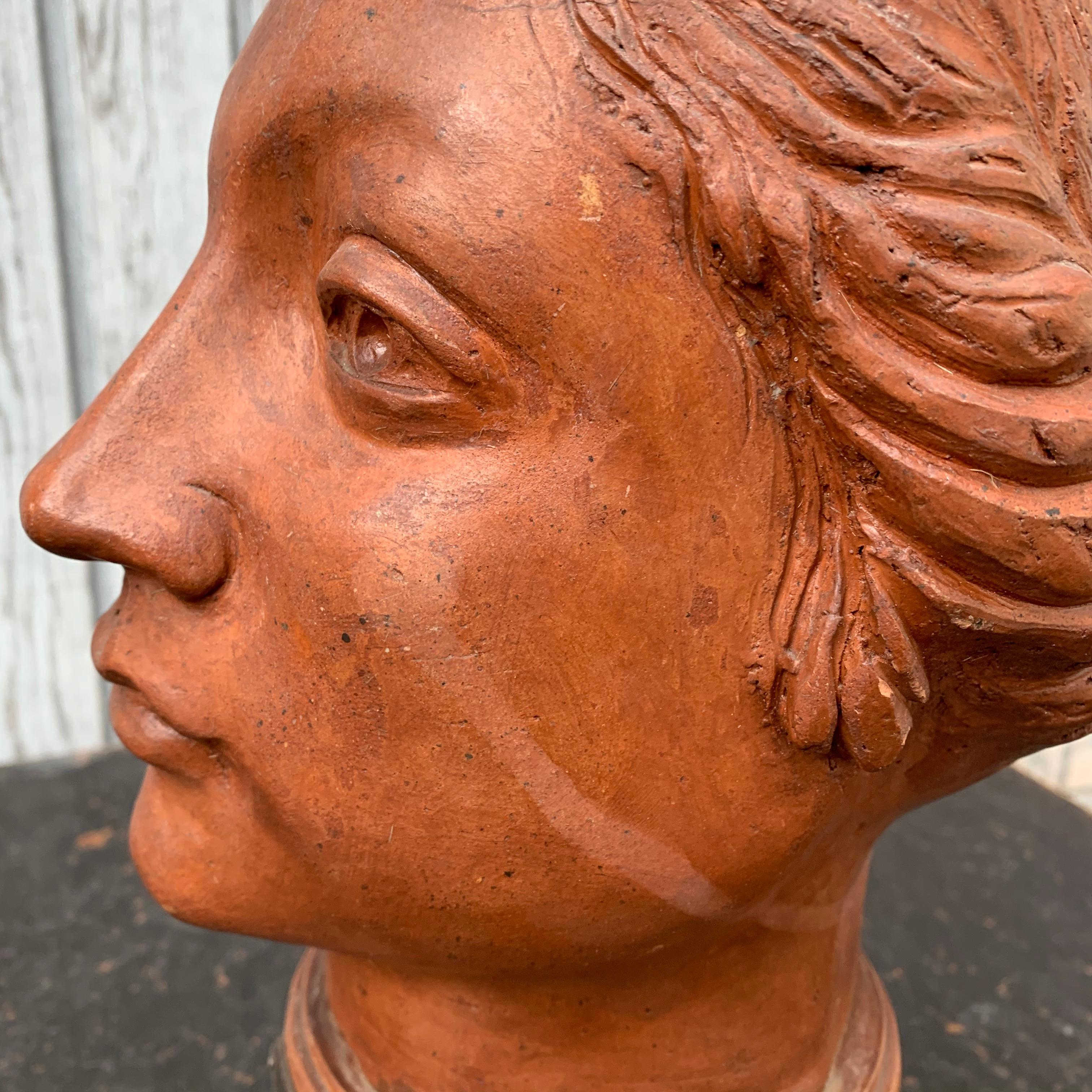Mid-20th Century Terracotta Sculpture of a Lady For Sale 10