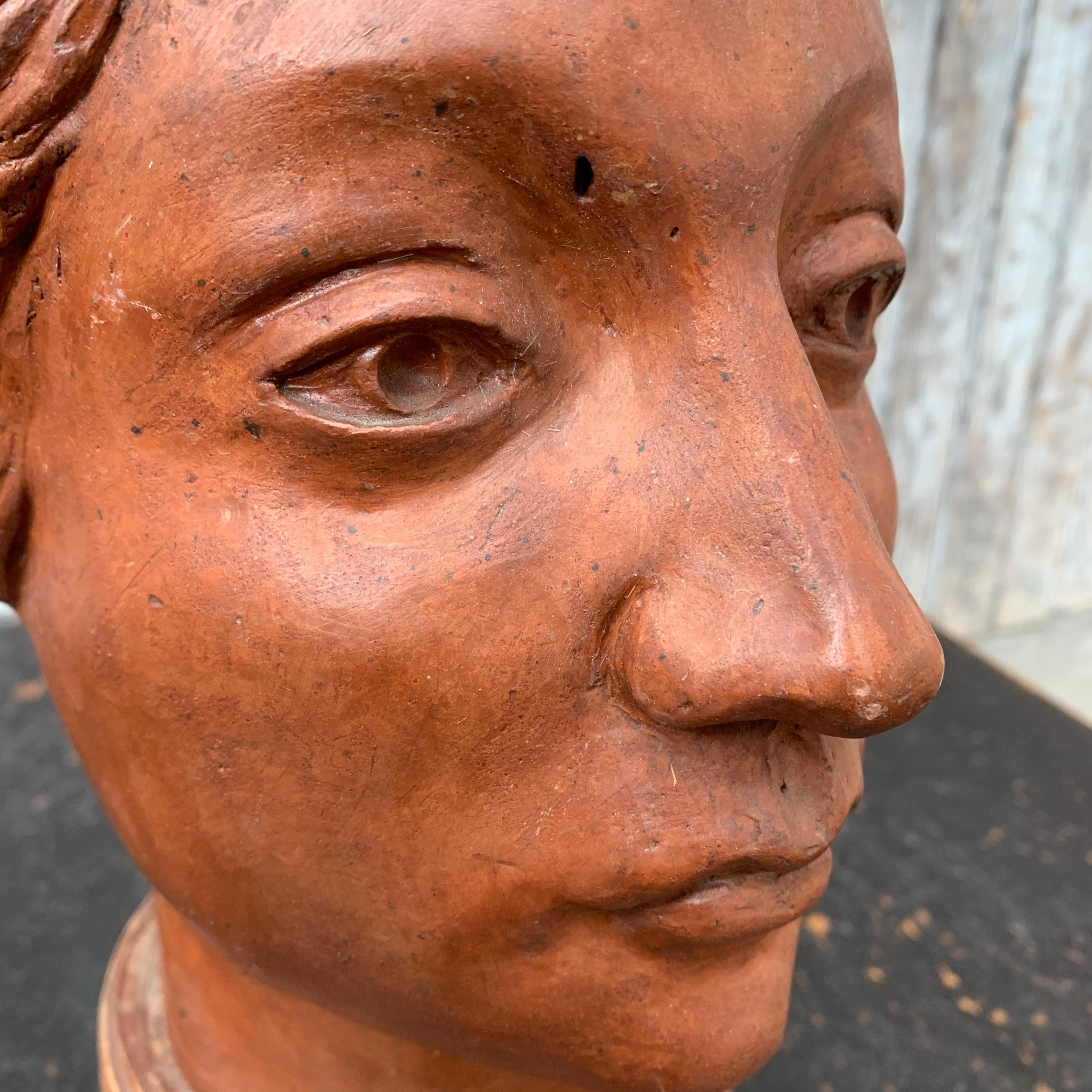 Mid-20th Century Terracotta Sculpture of a Lady For Sale 12
