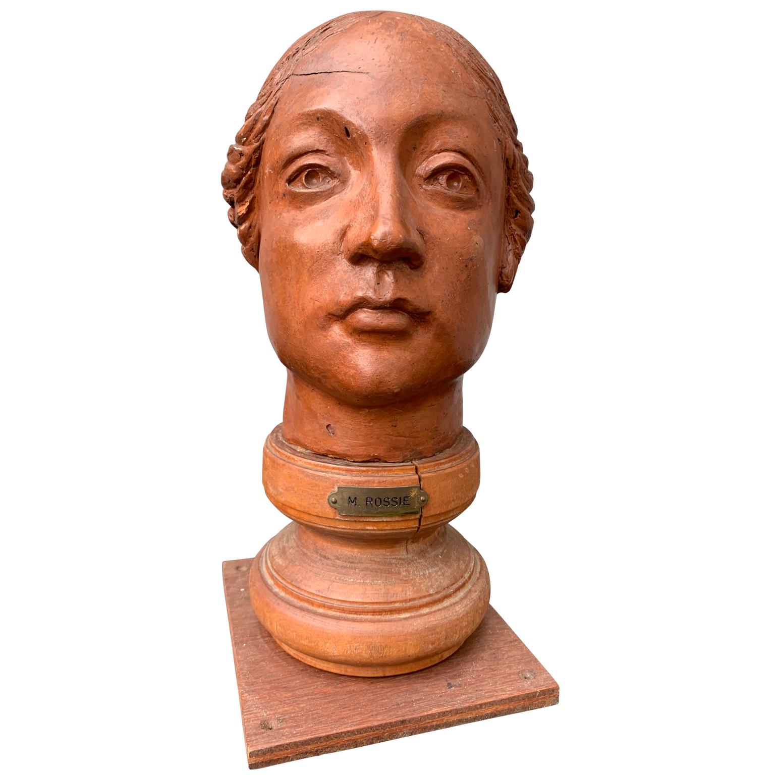 Neoclassical Mid-20th Century Terracotta Sculpture of a Lady For Sale