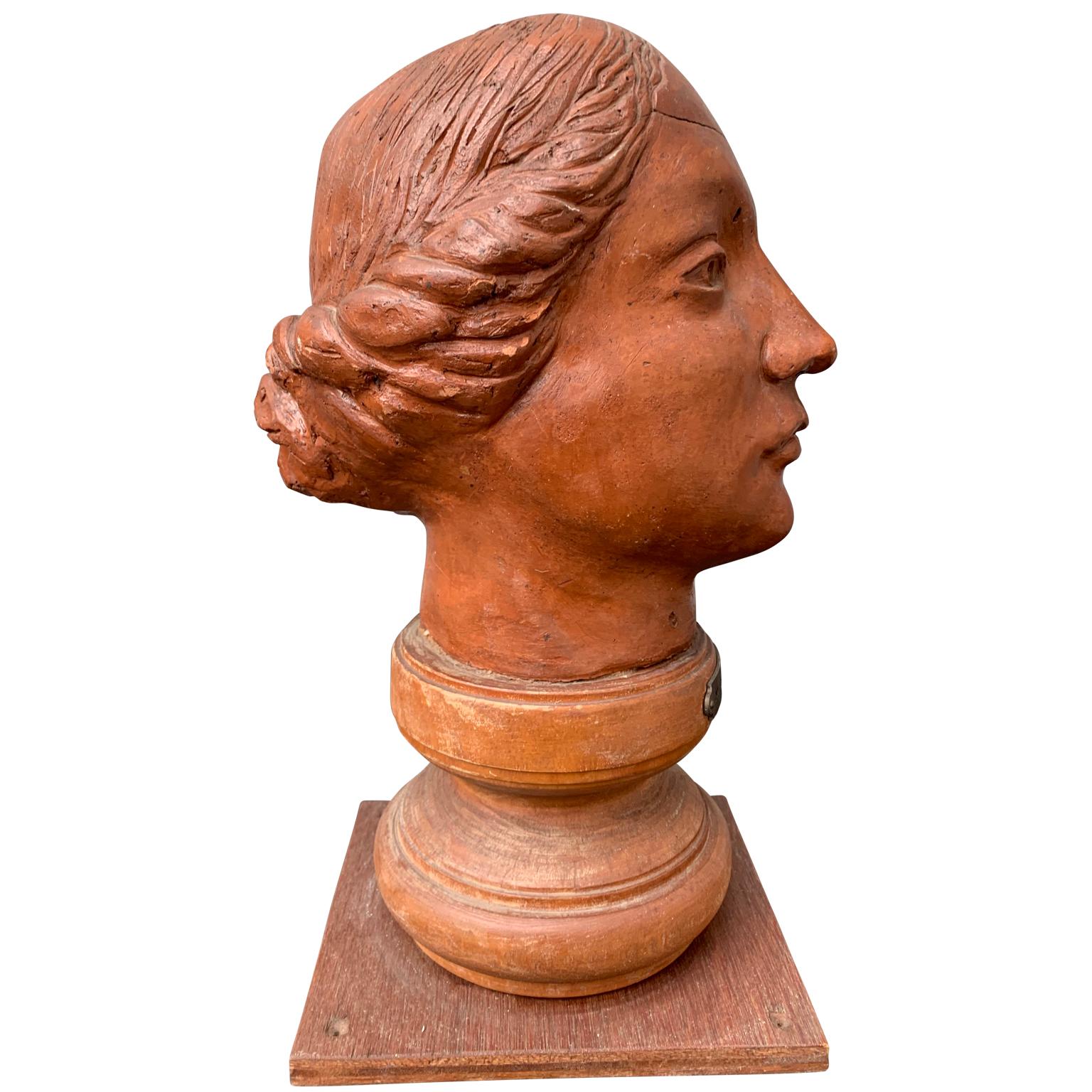 Belgian Mid-20th Century Terracotta Sculpture of a Lady For Sale