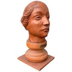 Vintage Mid-20th Century Terracotta Sculpture of a Lady