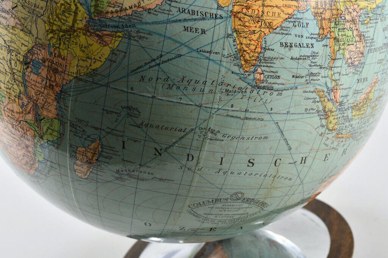 Mid-20th Century Terrestre Columbus World Globe Oestergaard Berlin, Germany For Sale 11