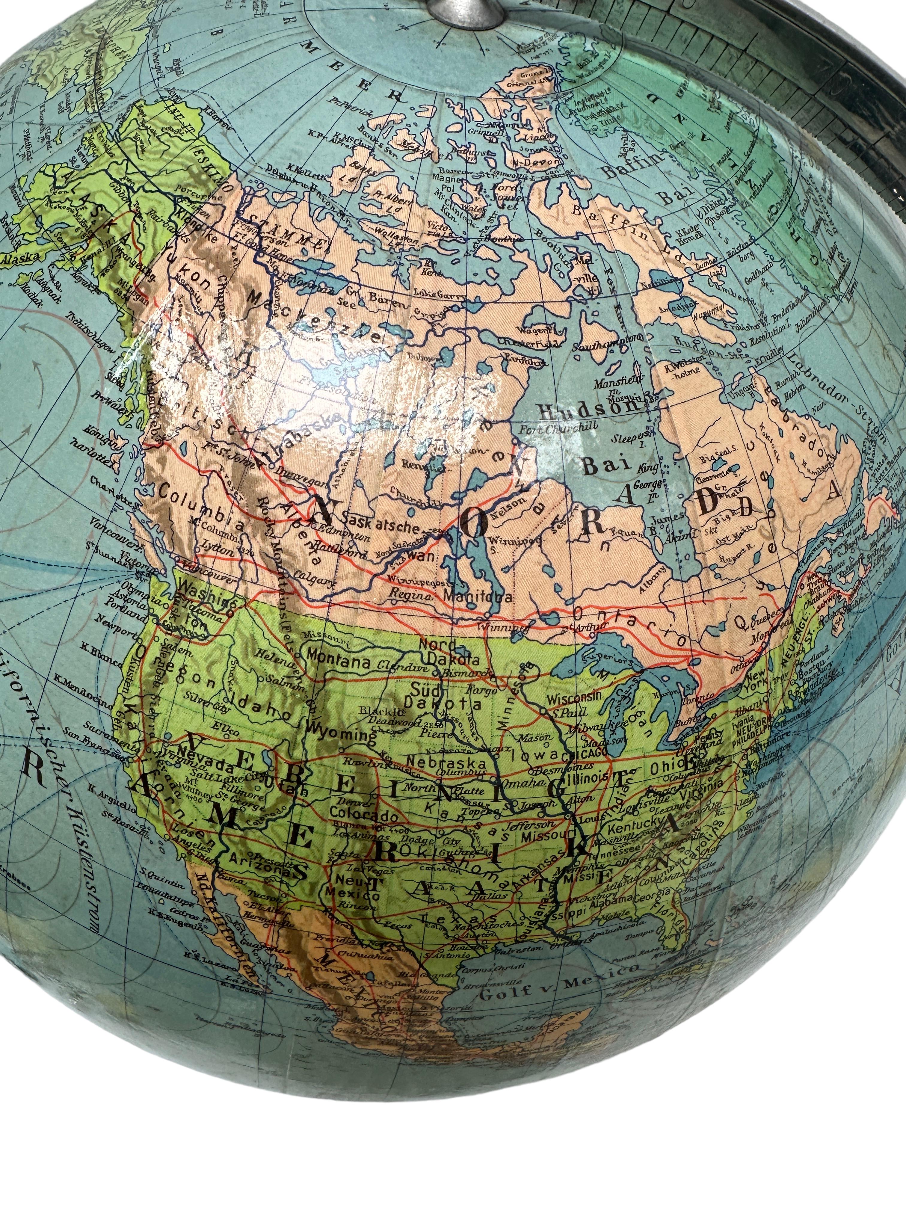 Mid-20th Century Terrestre Columbus World Globe Oestergaard Berlin, Germany 1