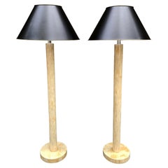 Mid-20th Century Tessellated Bone Floor Lamps, a Pair
