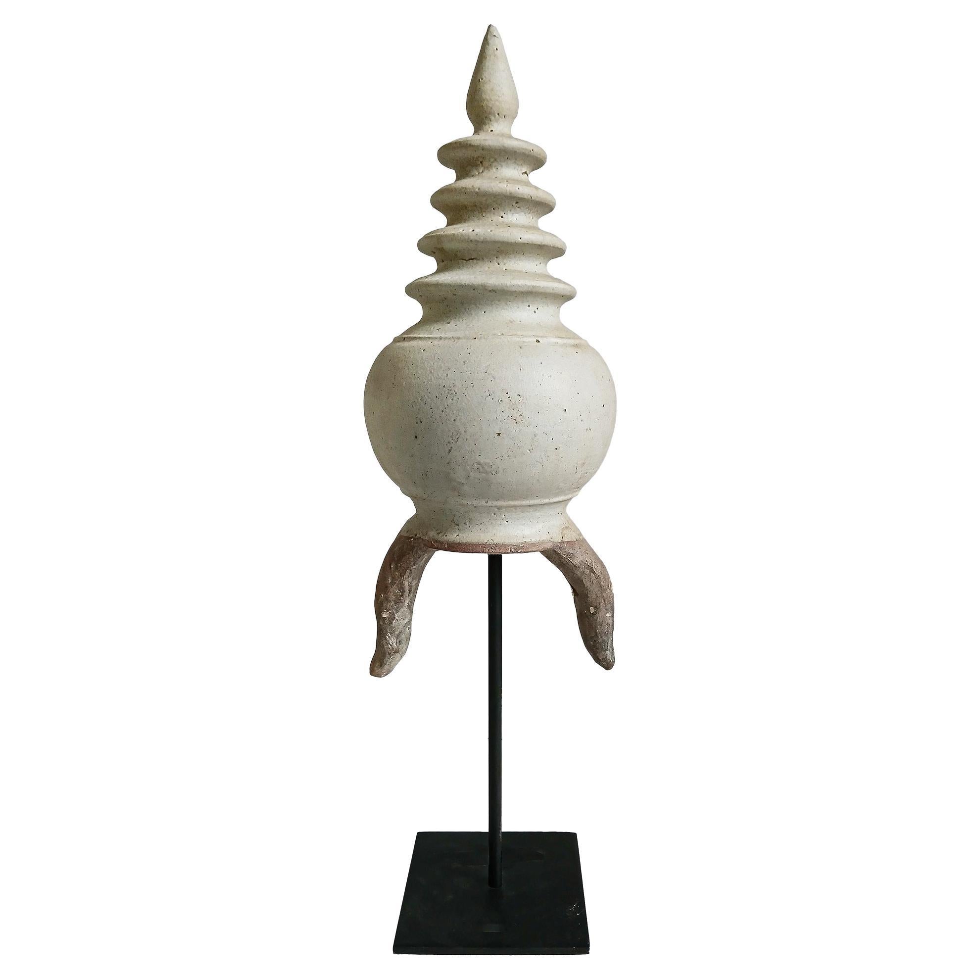 Mid 20th Century Thai Earthenware Stupa Architectural Detail For Sale