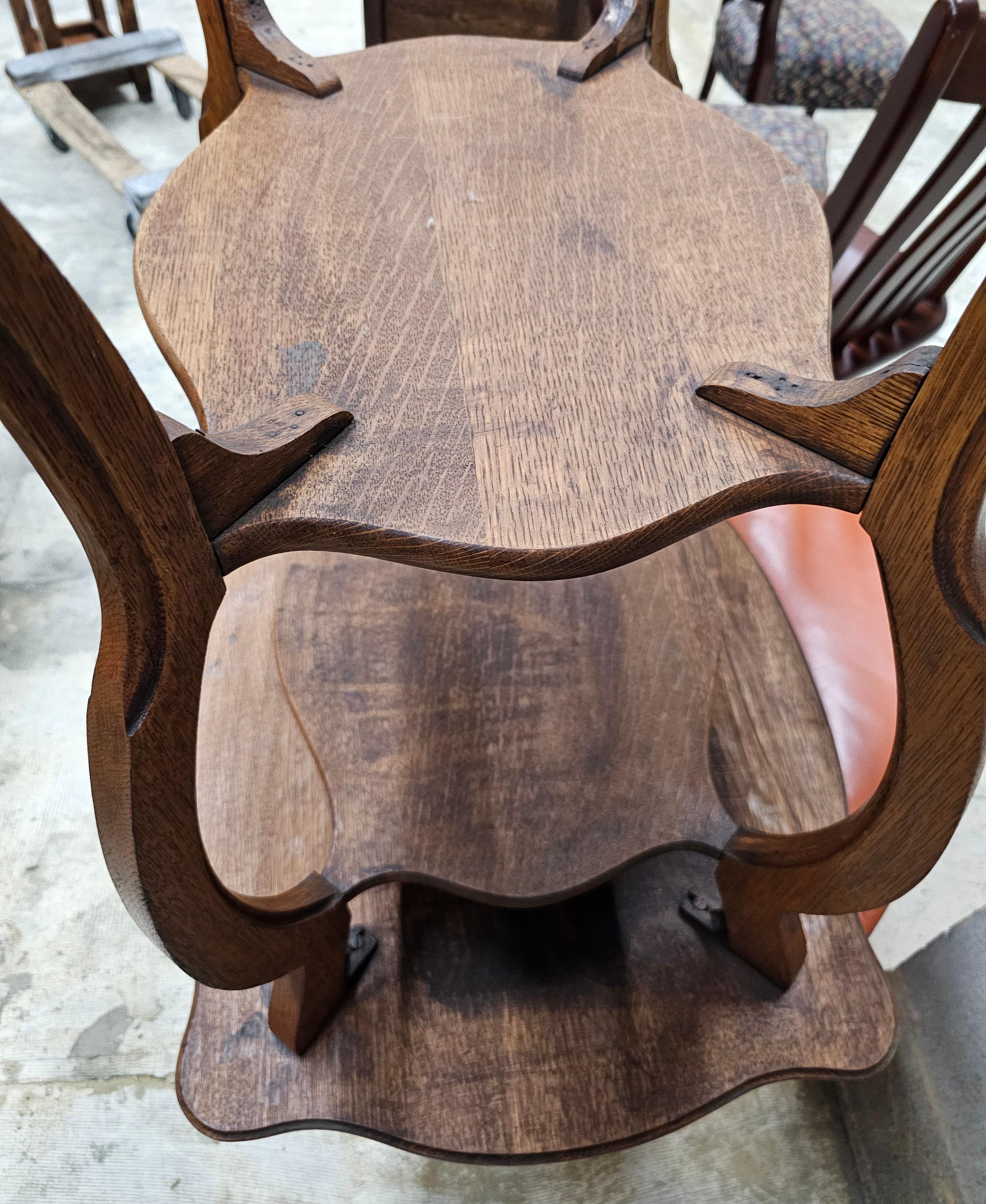 Mid 20th Century Three Tier Victorian Style Oak Accent Table For Sale 6