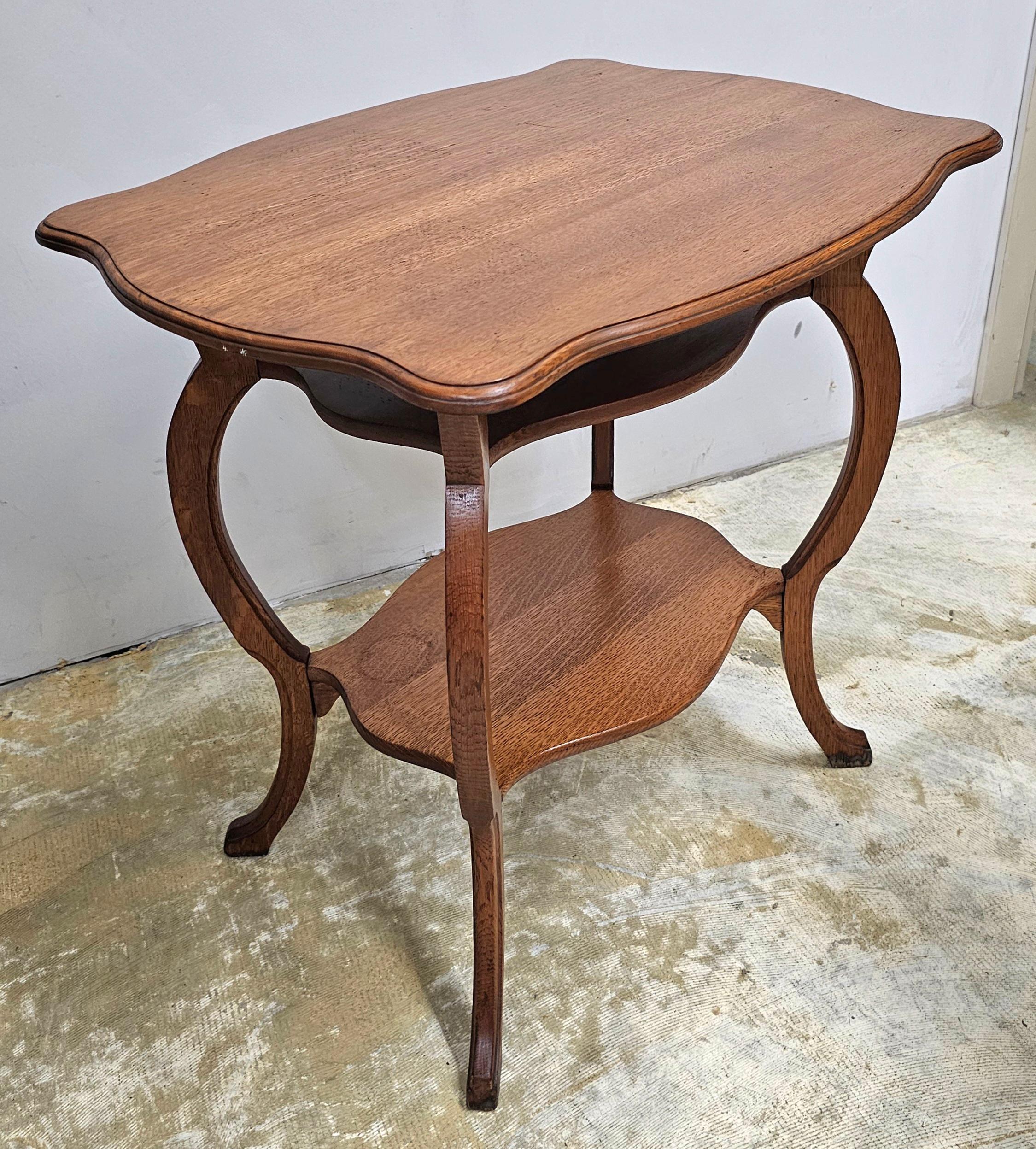 Mid 20th Century Three Tier Victorian Style Oak Accent Table For Sale 1