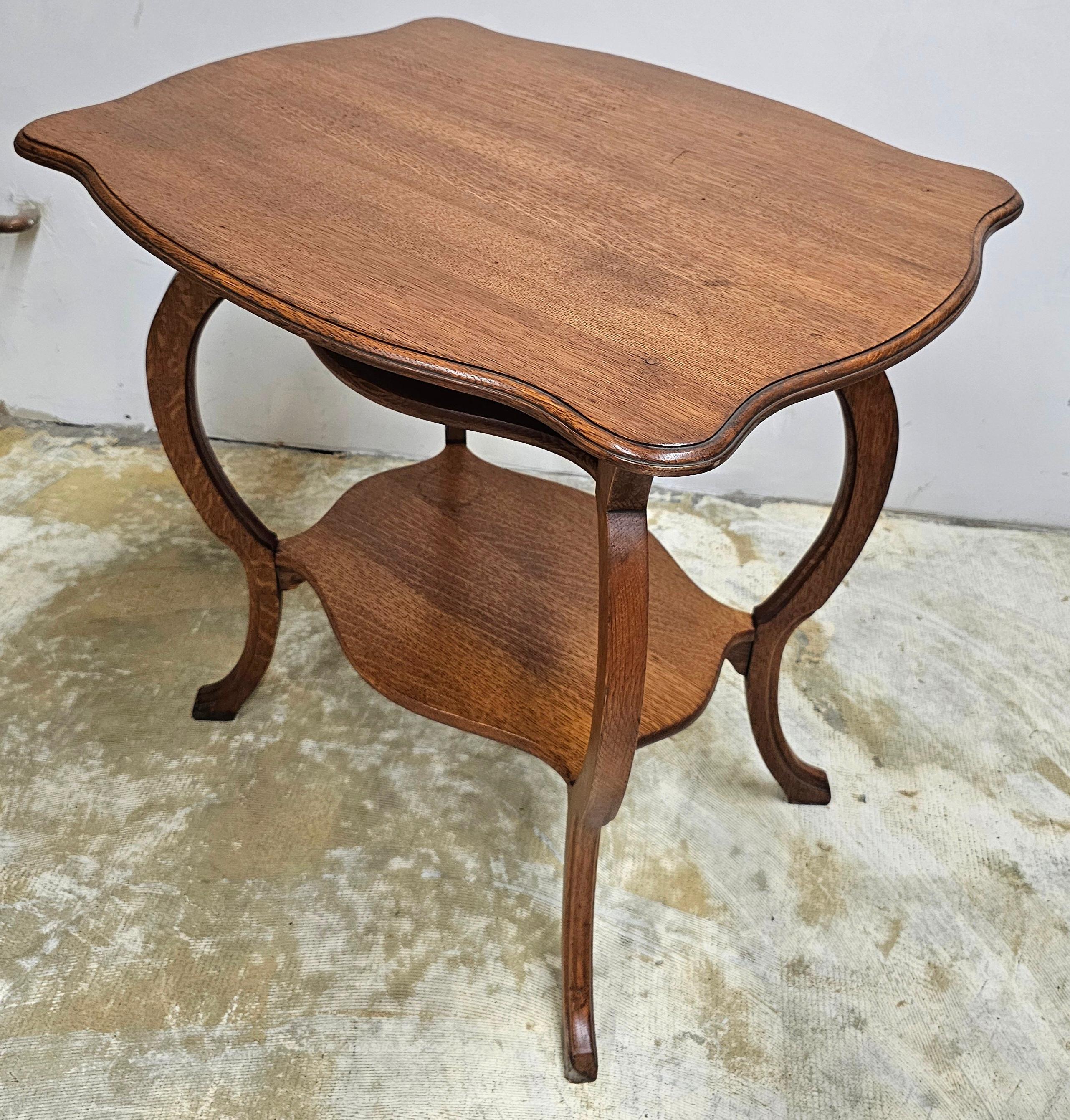 Mid 20th Century Three Tier Victorian Style Oak Accent Table For Sale 2