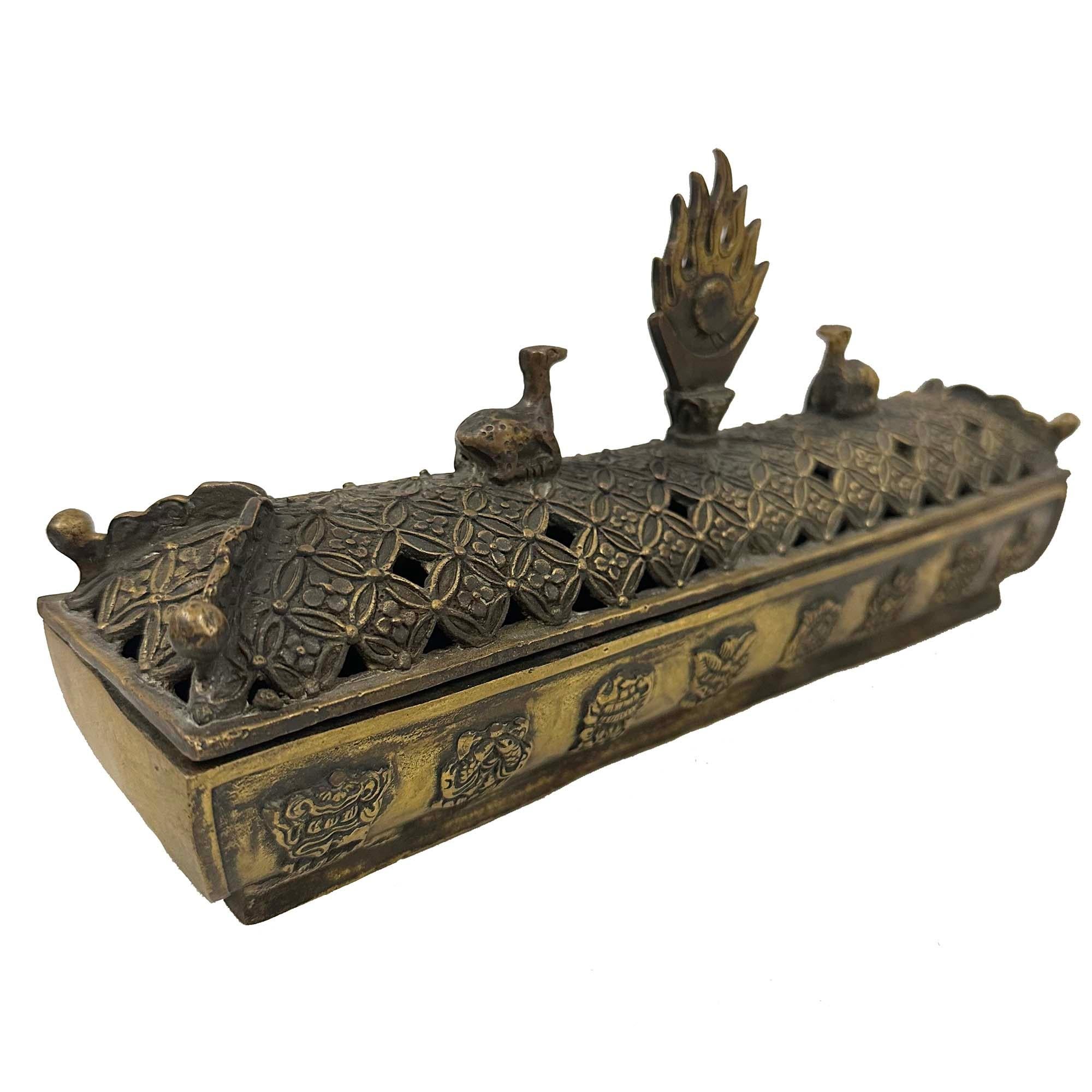 Chinese Mid-20th Century Tibetan Hand-crafted Bronze Incense Burner For Sale