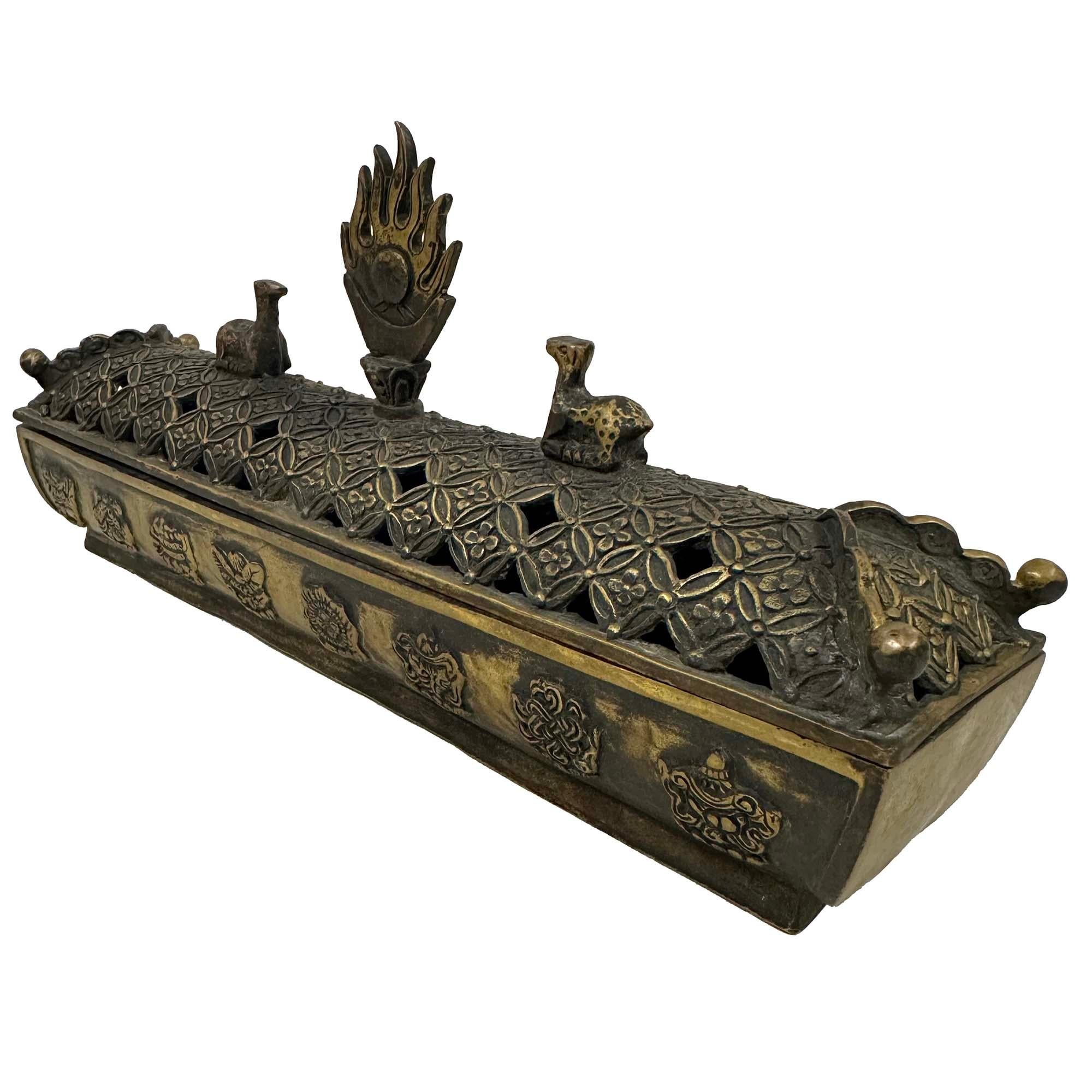Hand-Crafted Mid-20th Century Tibetan Hand-crafted Bronze Incense Burner For Sale