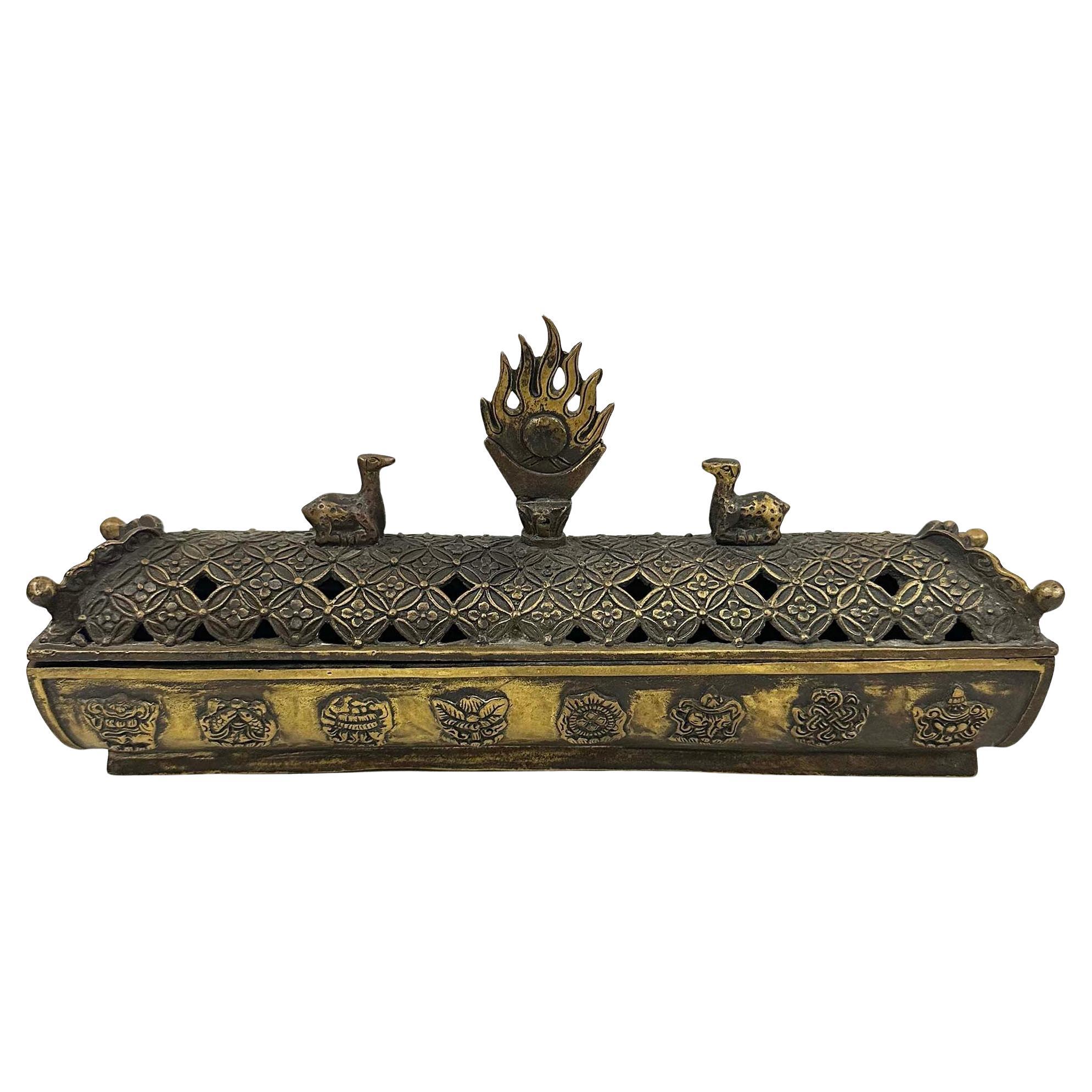 Mid-20th Century Tibetan Hand-crafted Bronze Incense Burner For Sale